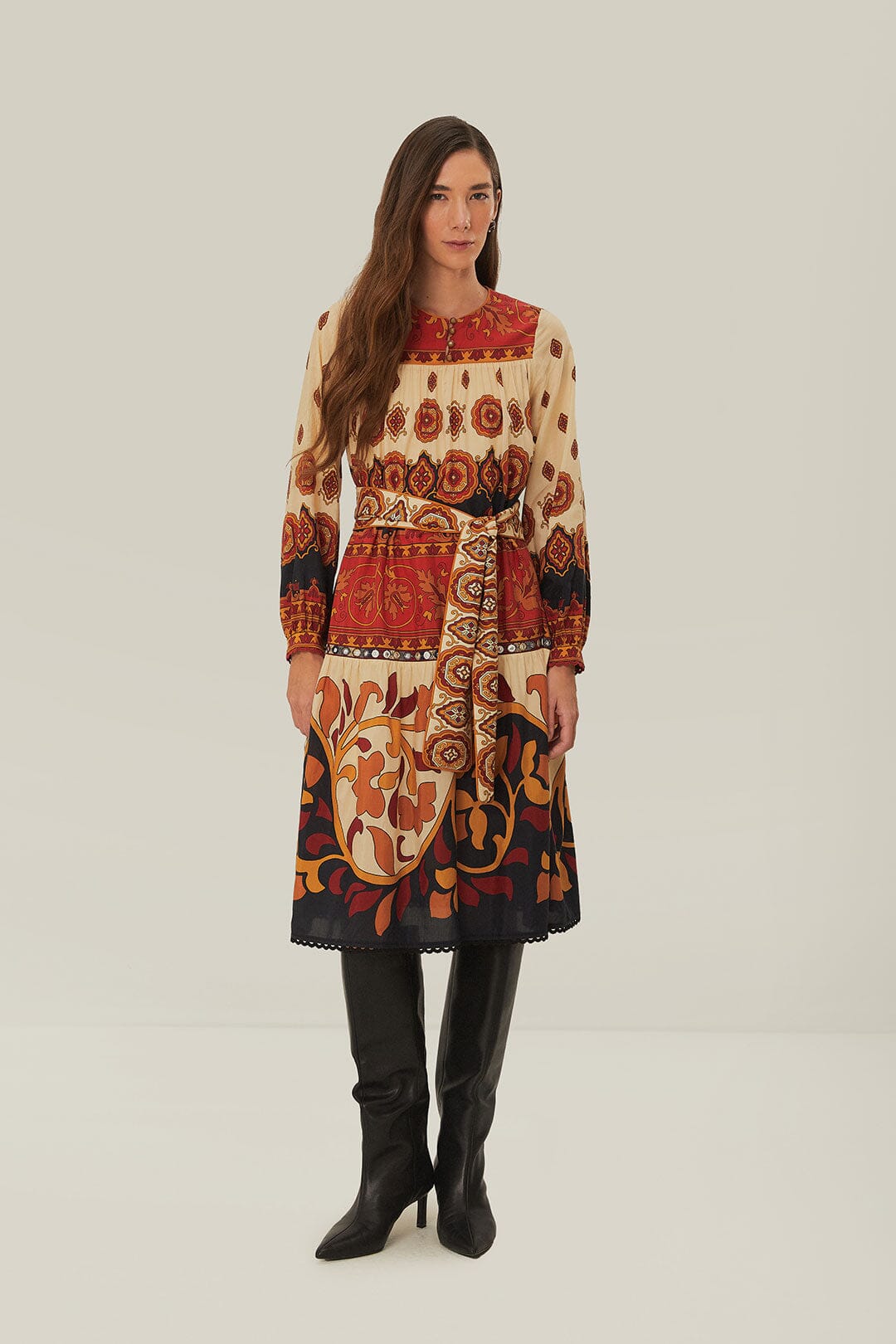 Cream Ainika Tiles Midi Dress - Image 2