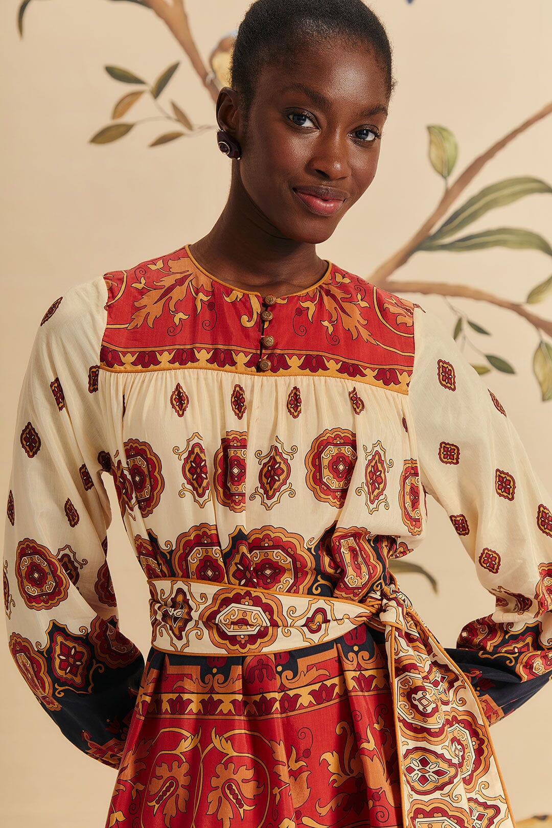 Cream Ainika Tiles Midi Dress - Image 3