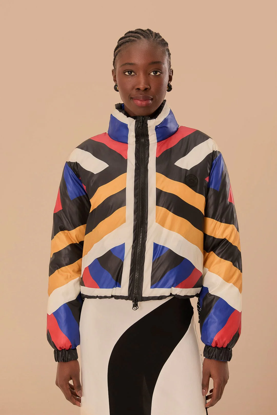 Multicolor Amanda Stripes Toucan Reversible Puffer Jacket - Image 2