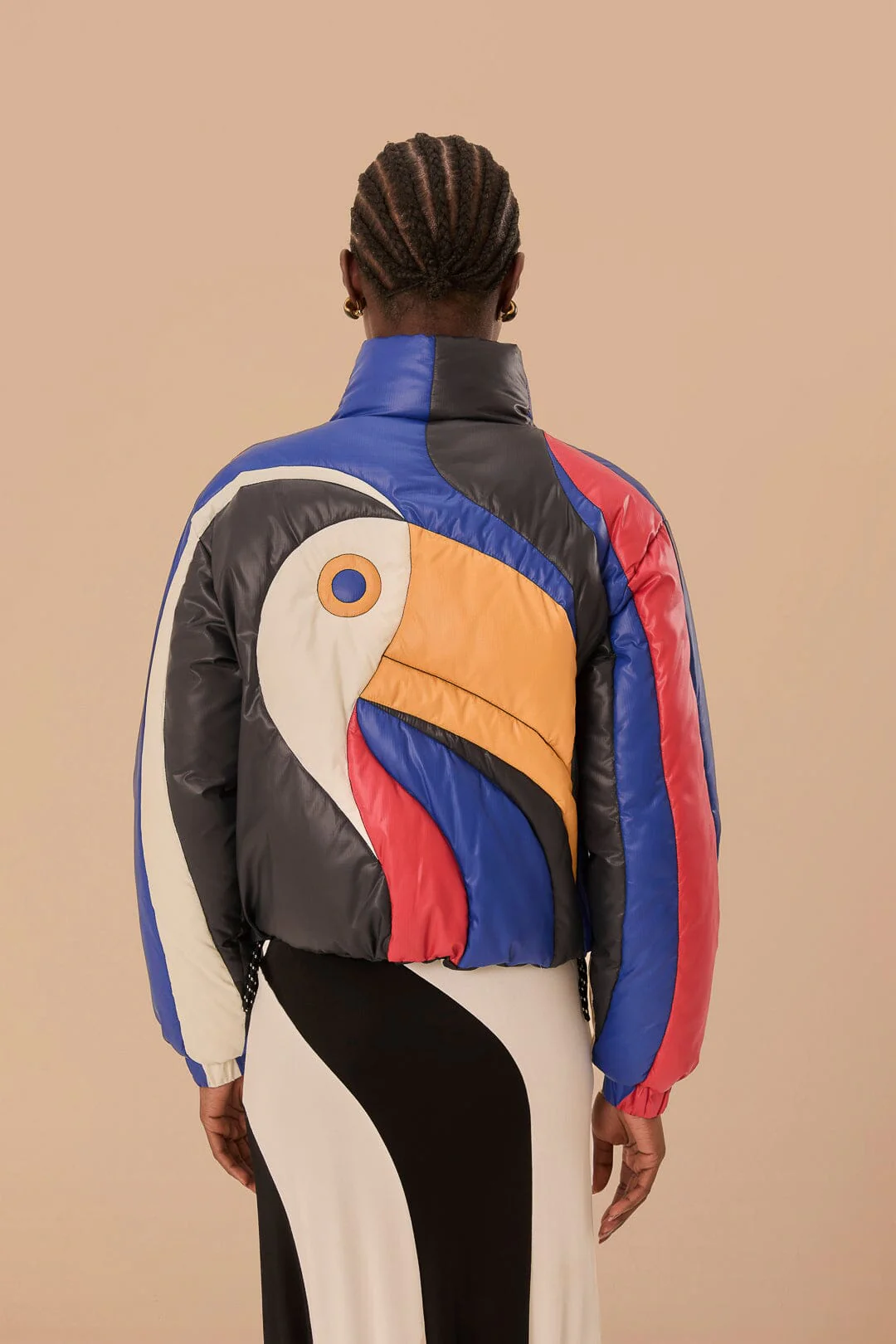 Multicolor Amanda Stripes Toucan Reversible Puffer Jacket - Image 4