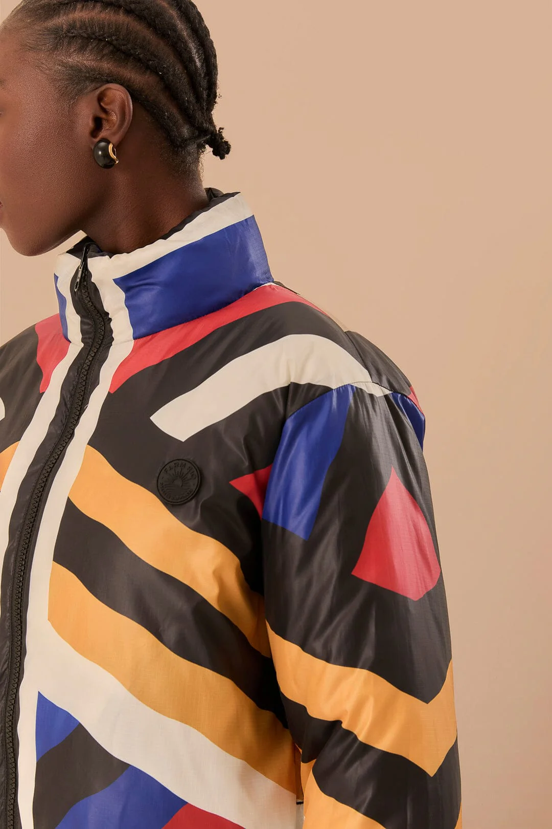 Multicolor Amanda Stripes Toucan Reversible Puffer Jacket - Image 5