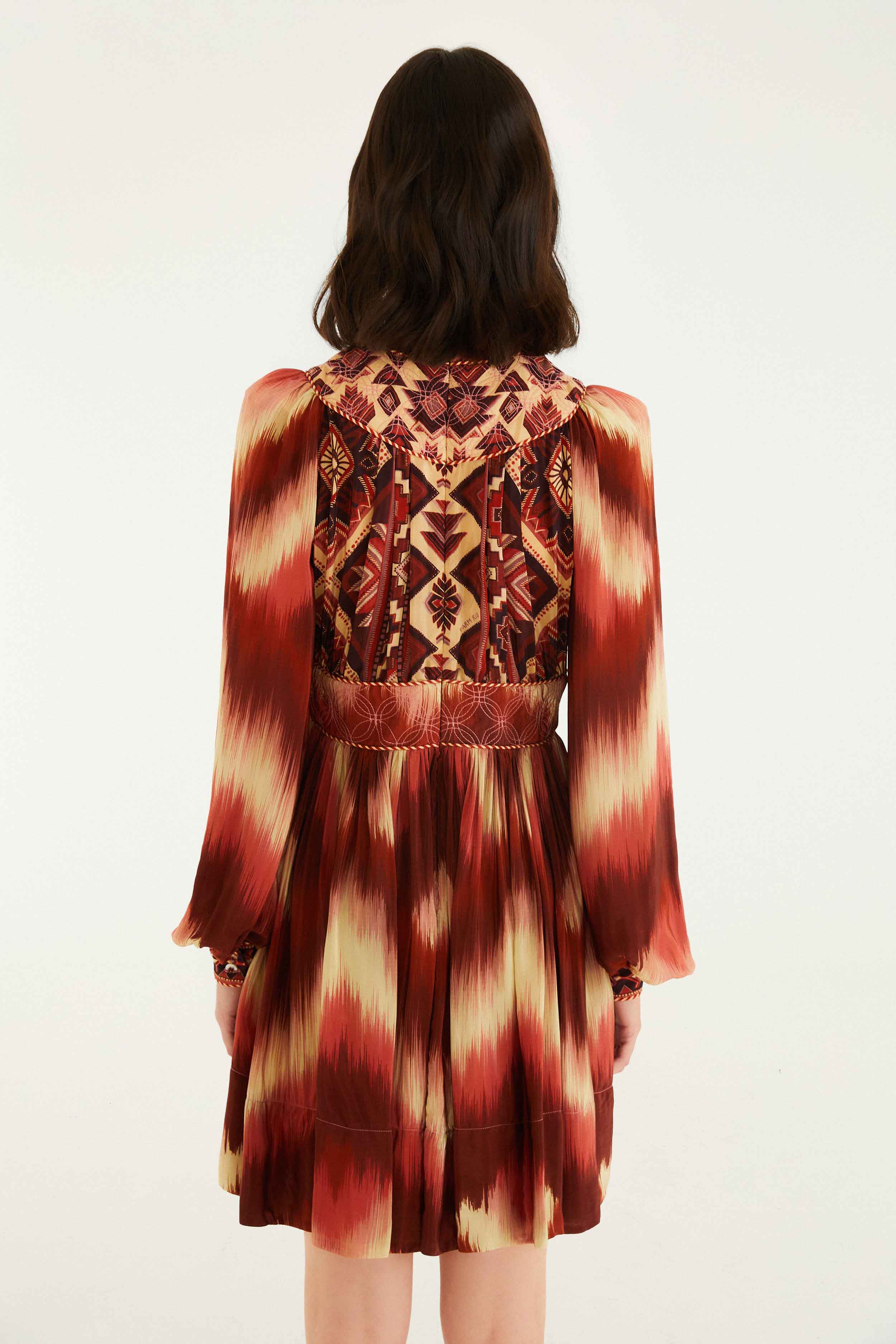 Red Amanda Stripes Tapestry Quilted Mini Dress - Image 4