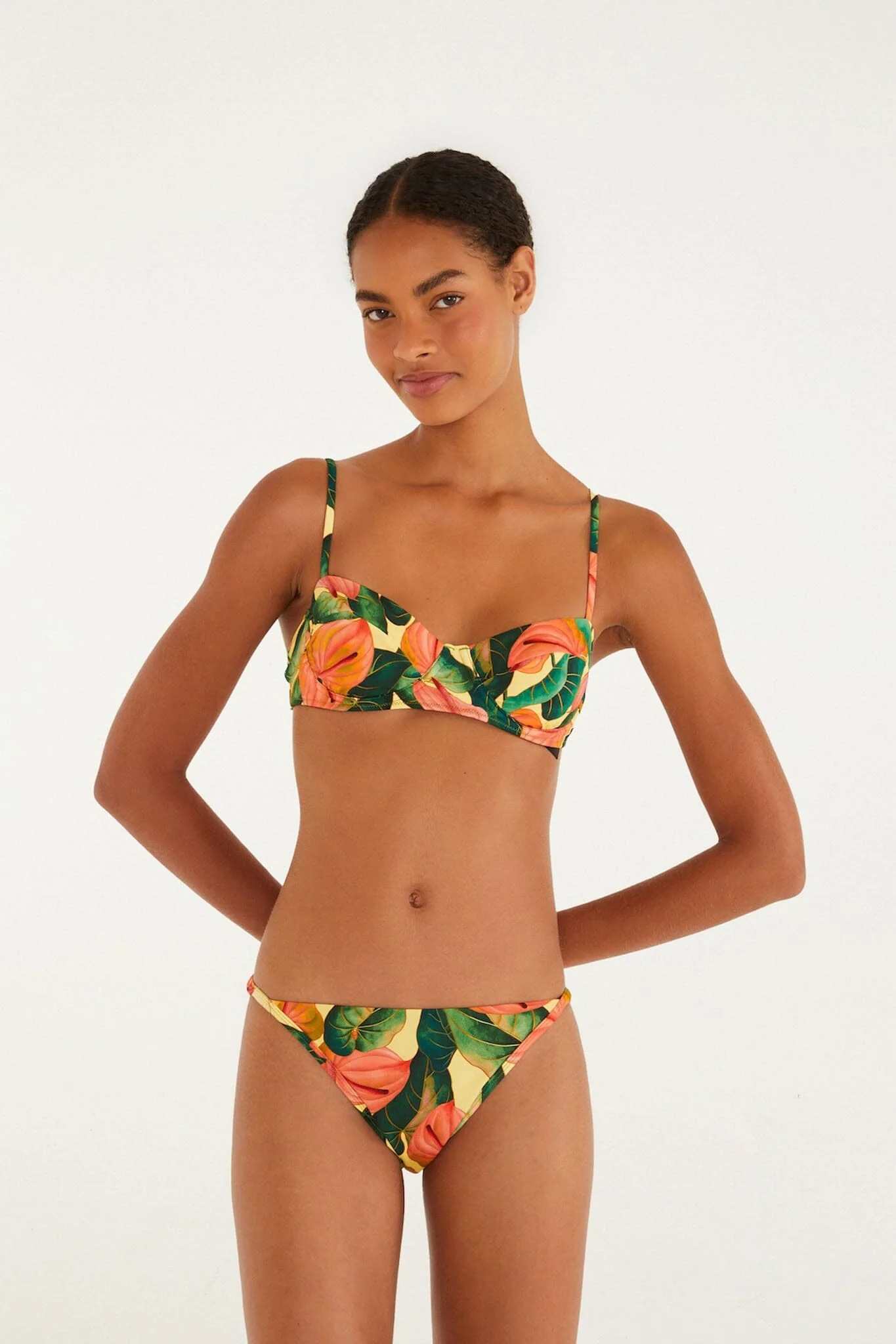 Golden Yellow Anthurium Underwire Bikini Top - Image 2
