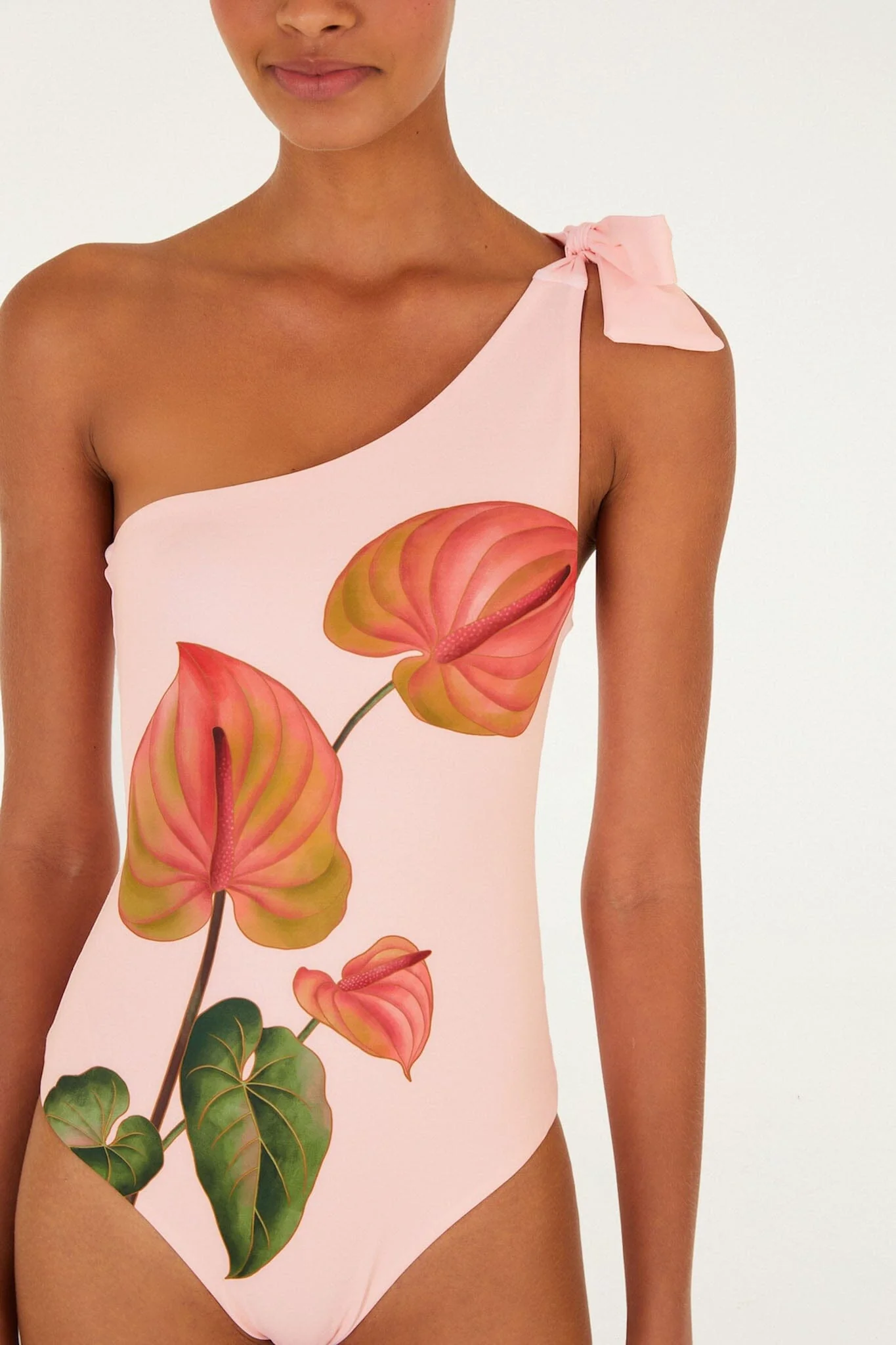 Light Pink Anthurium One-Piece Swimsuit - Image 2