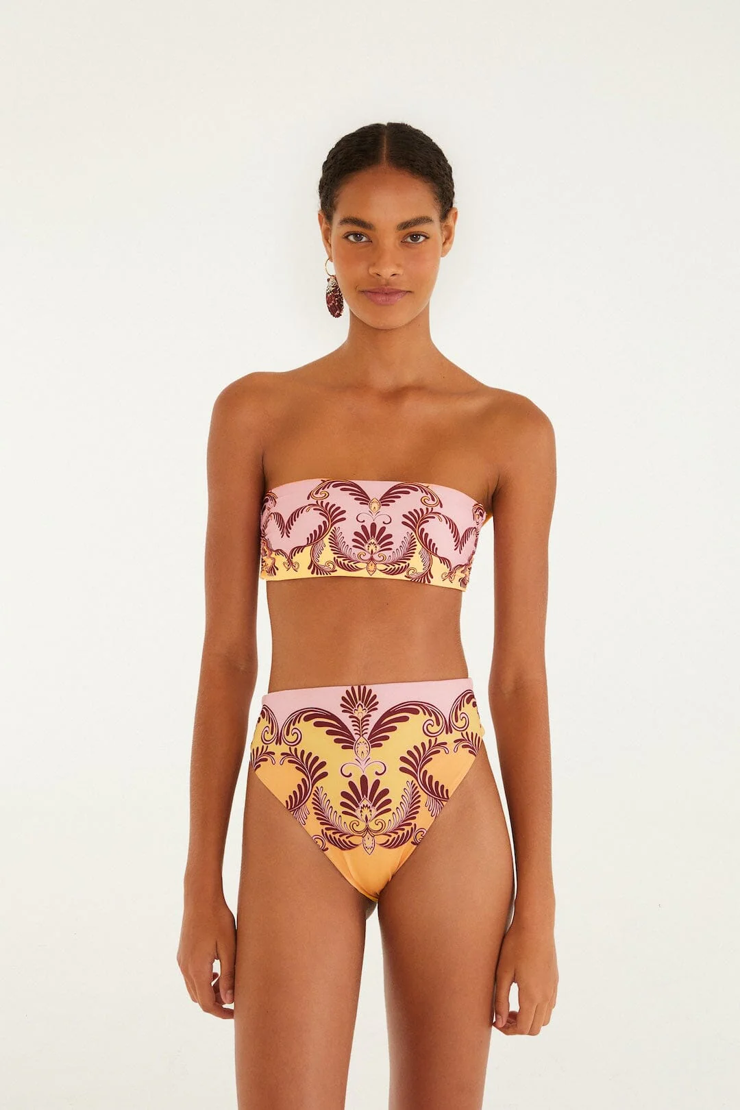 Soft Yellow Arabesc Bandeau Bikini Top - Image 2