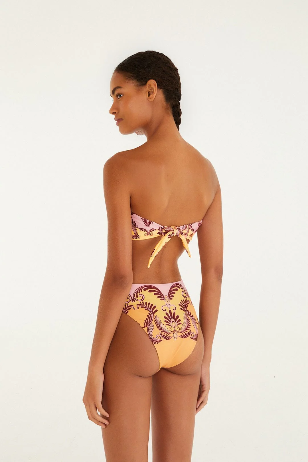 Soft Yellow Arabesc Bandeau Bikini Top - Image 3
