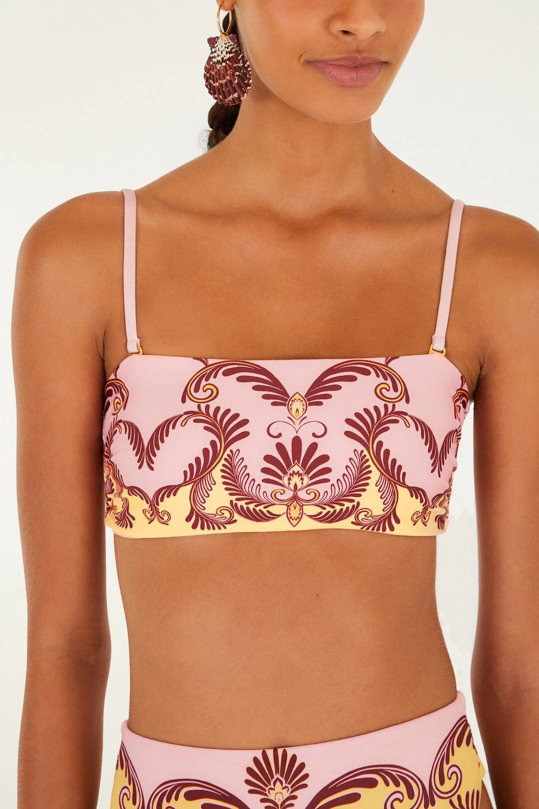 Soft Yellow Arabesc Bandeau Bikini Top - Image 4