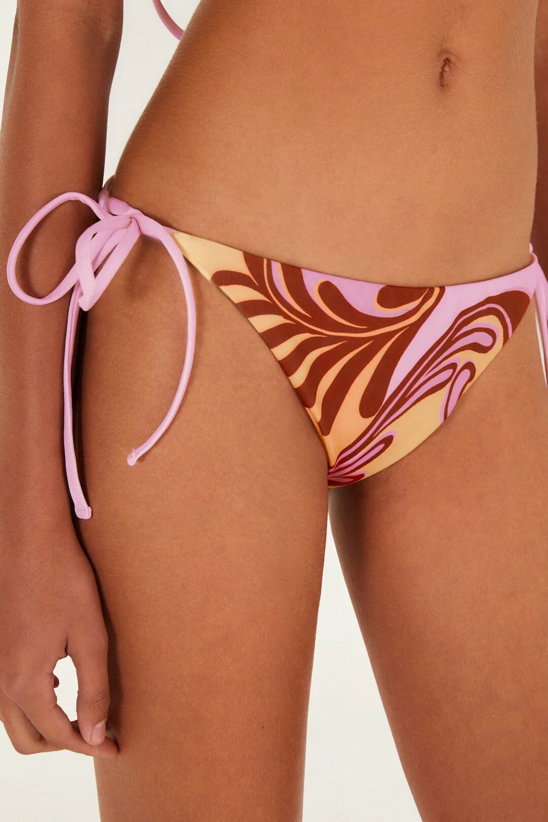 Soft Yellow Arabesc Tie Side Bikini Bottom - Image 2