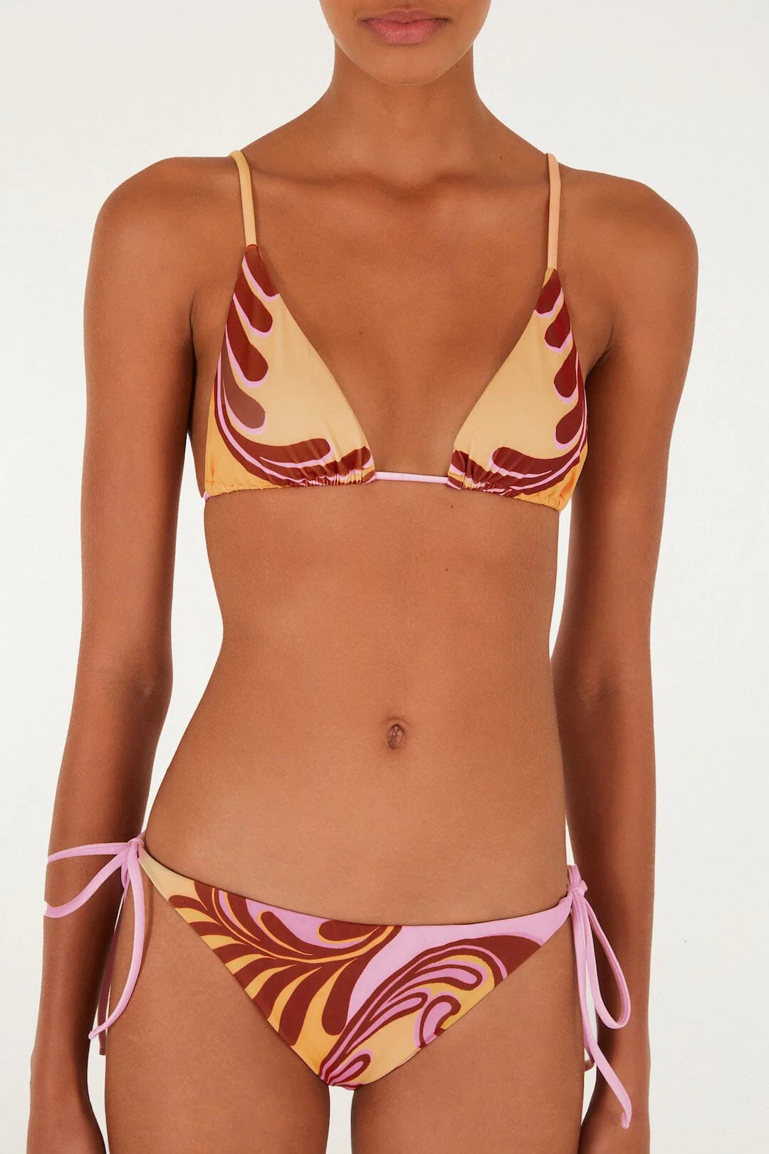 Soft Yellow Arabesc Triangle Bikini Top - Image 4