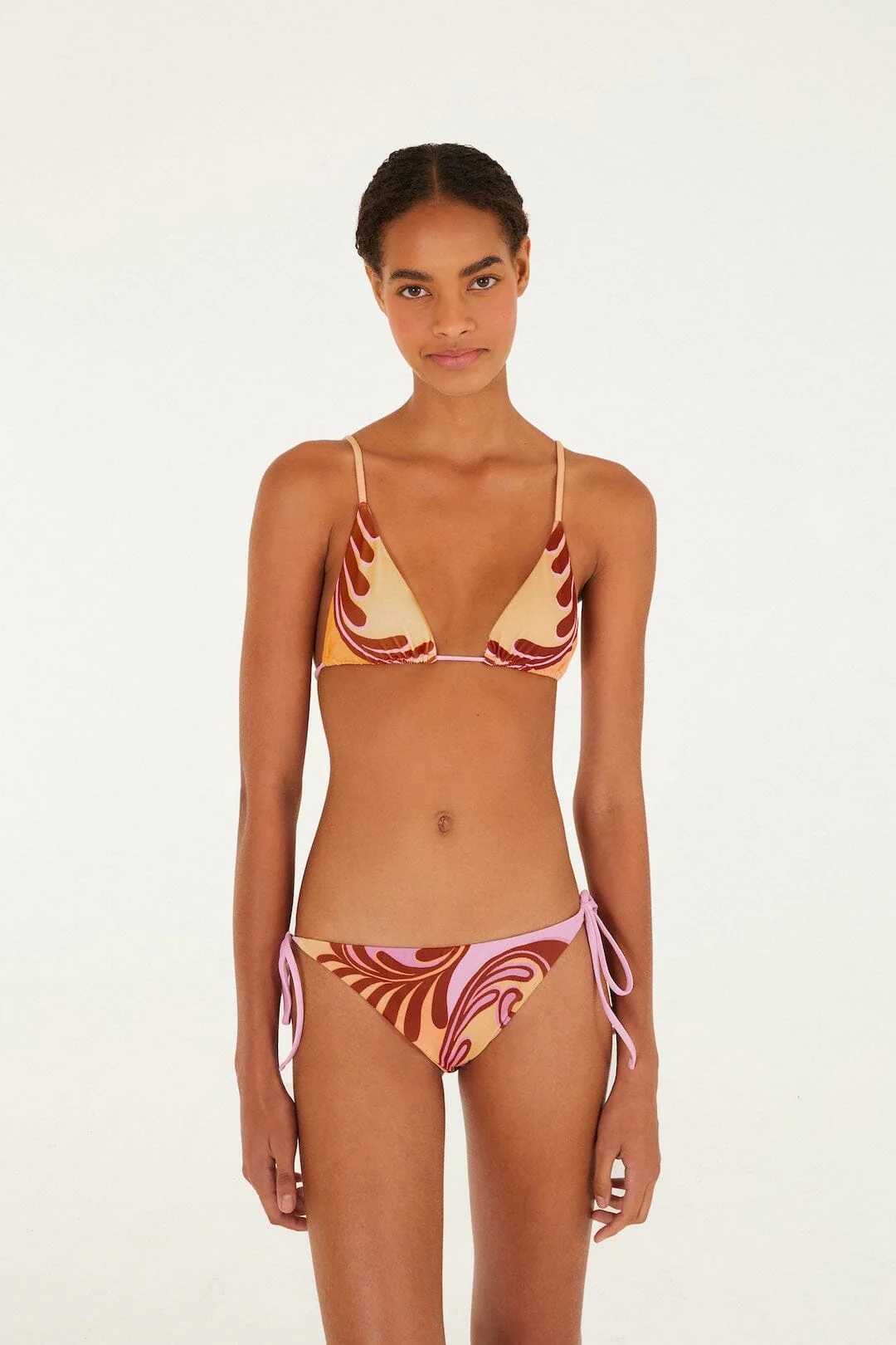 Soft Yellow Arabesc Triangle Bikini Top - Image 5