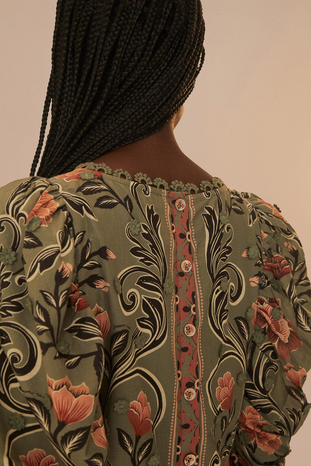Arabesque Floral Green Blouse - Image 2