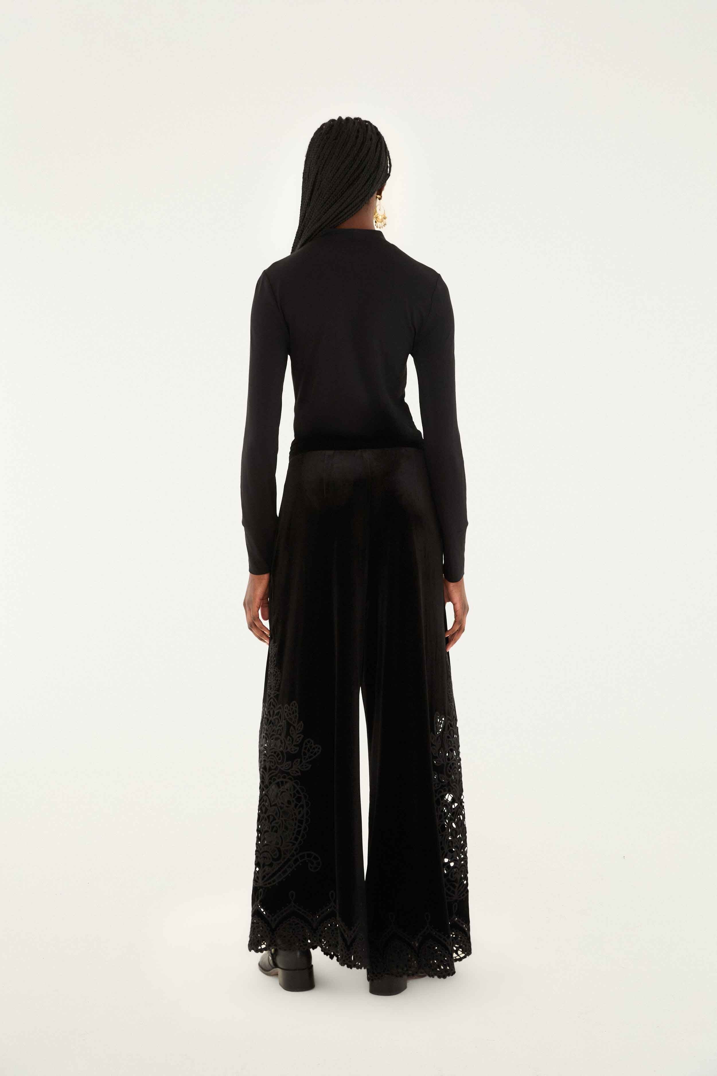 Black Artichoke Heart Richelieu Pants - Image 5