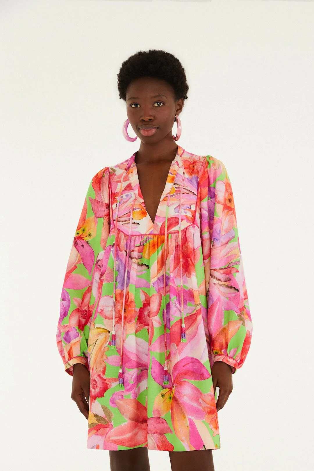 Multicolor Artsy Flora Lenzing™ Ecovero™ Euroflax™ Mini Dress - Image 5