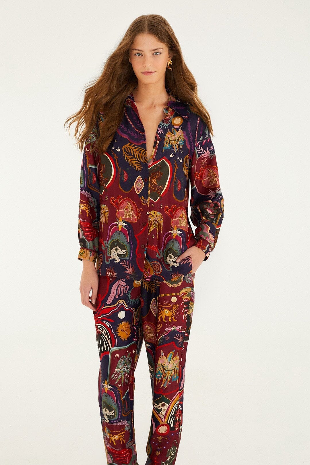 Multicolor Artsy Surreal Land Lenzing™ Ecovero™ Viscose Pants - Image 4