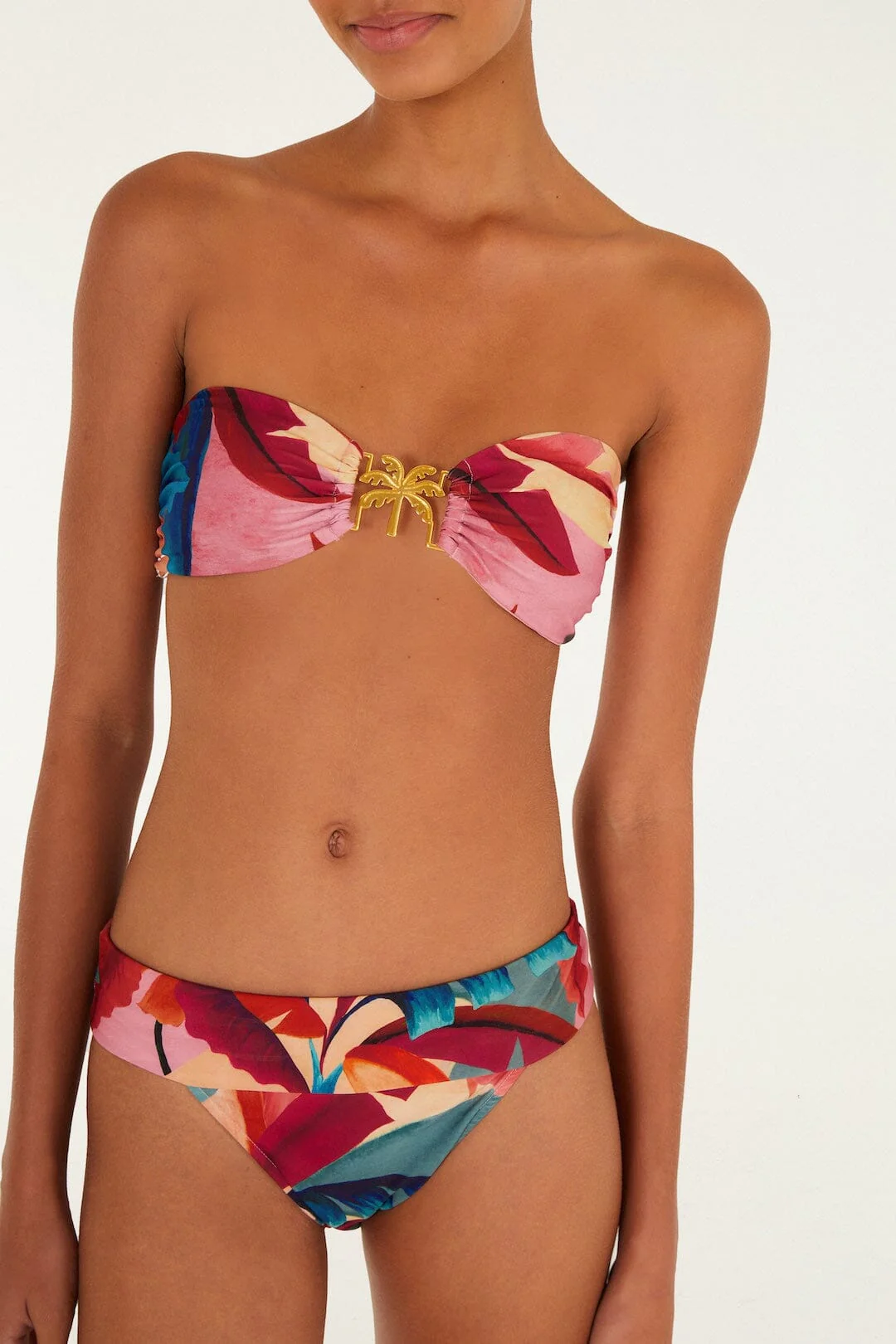 Atlantic Rain Forest Multicolored Detail Bandeau Bikini Top - Image 4