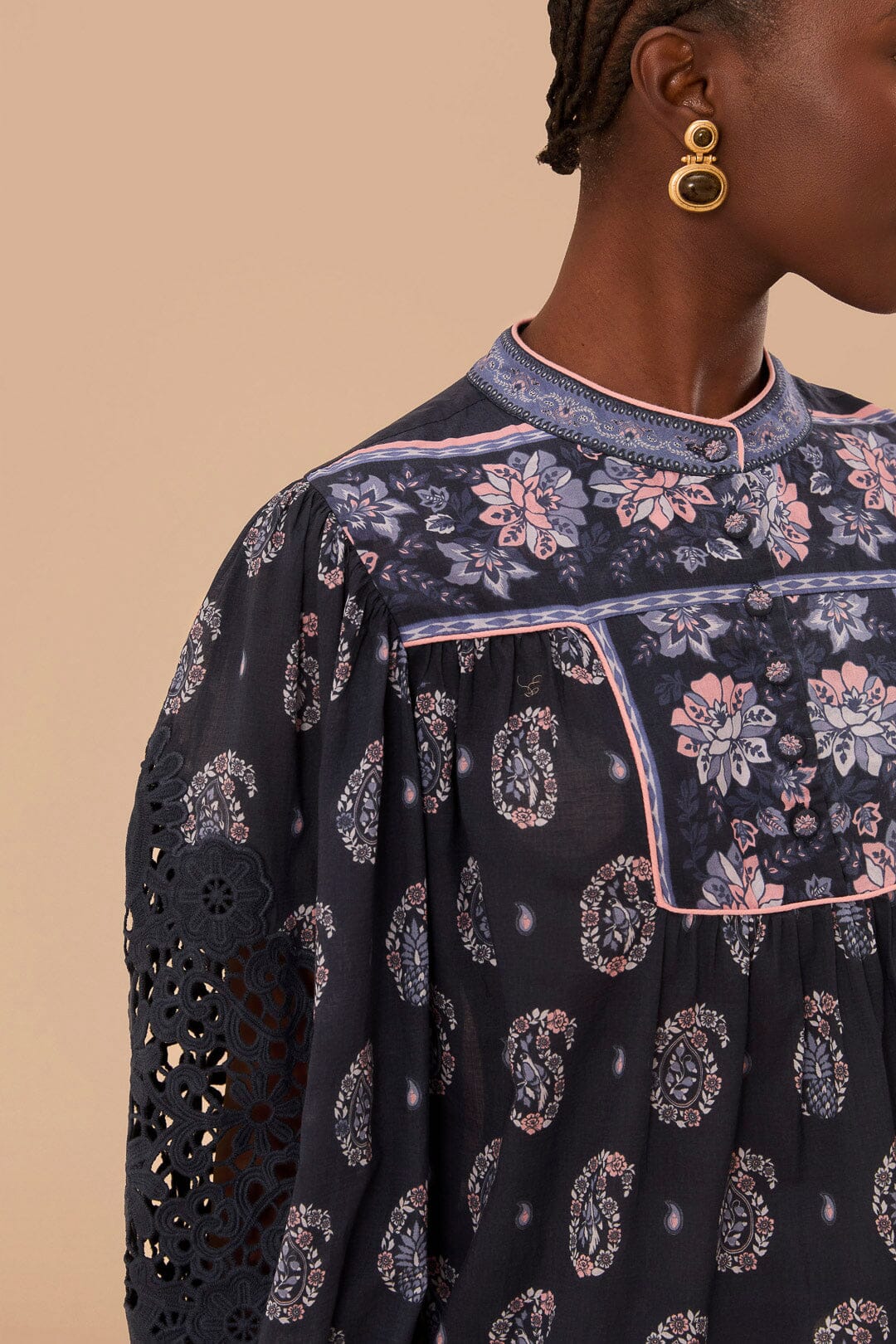 Blue Ayla Long Sleeve Blouse - Image 2