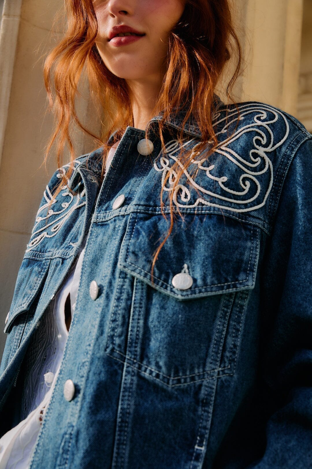 Denim Cornely Buttoned Embroidered Jacket - Image 2
