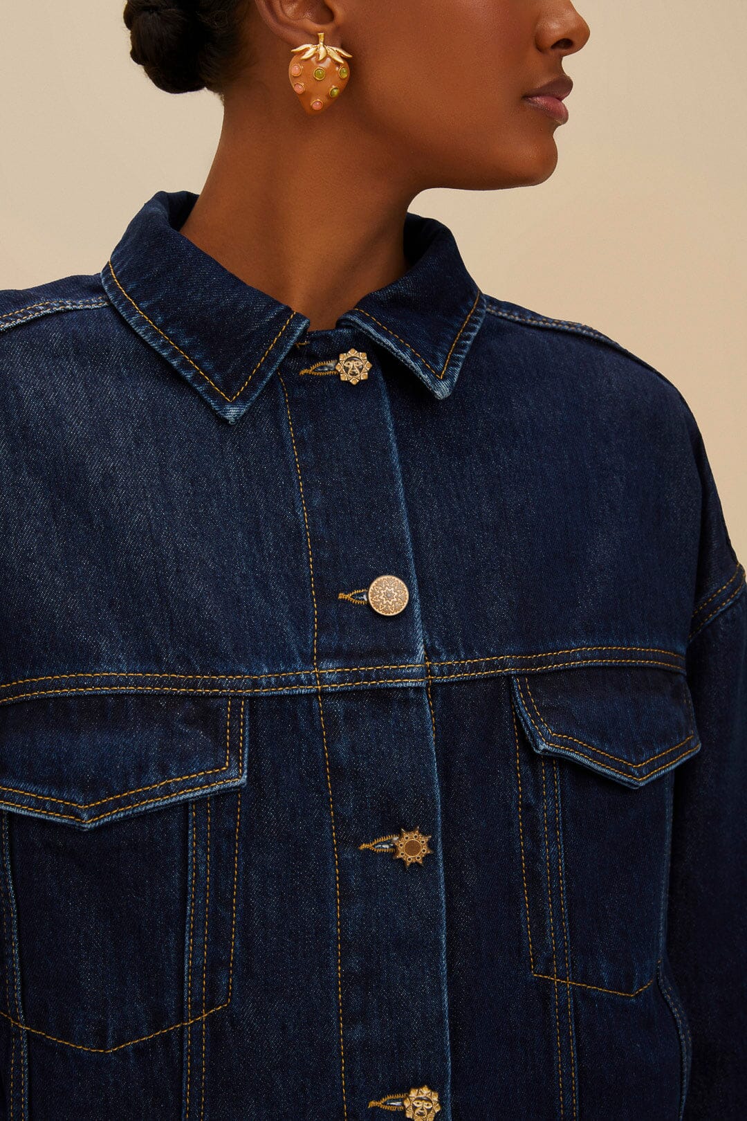 Dark Denim Buttoned Jacket - Image 4
