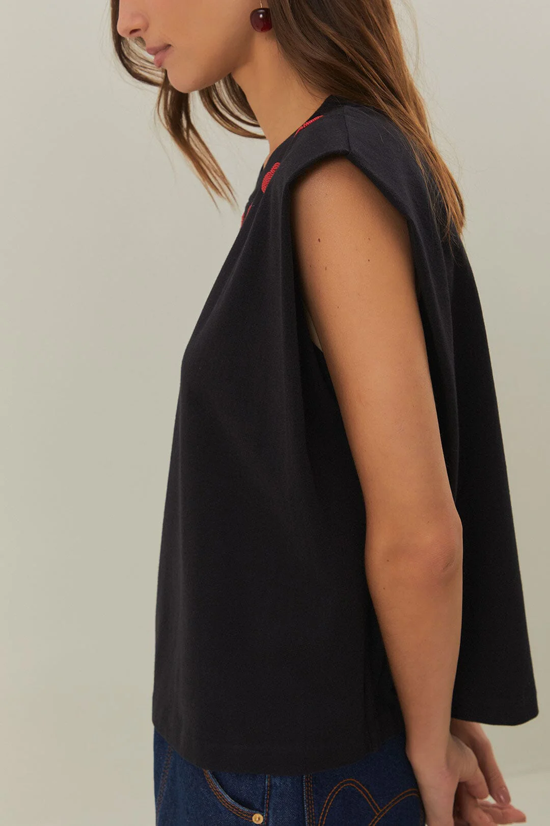 Black Beaded Hearts T-Shirt - Image 2