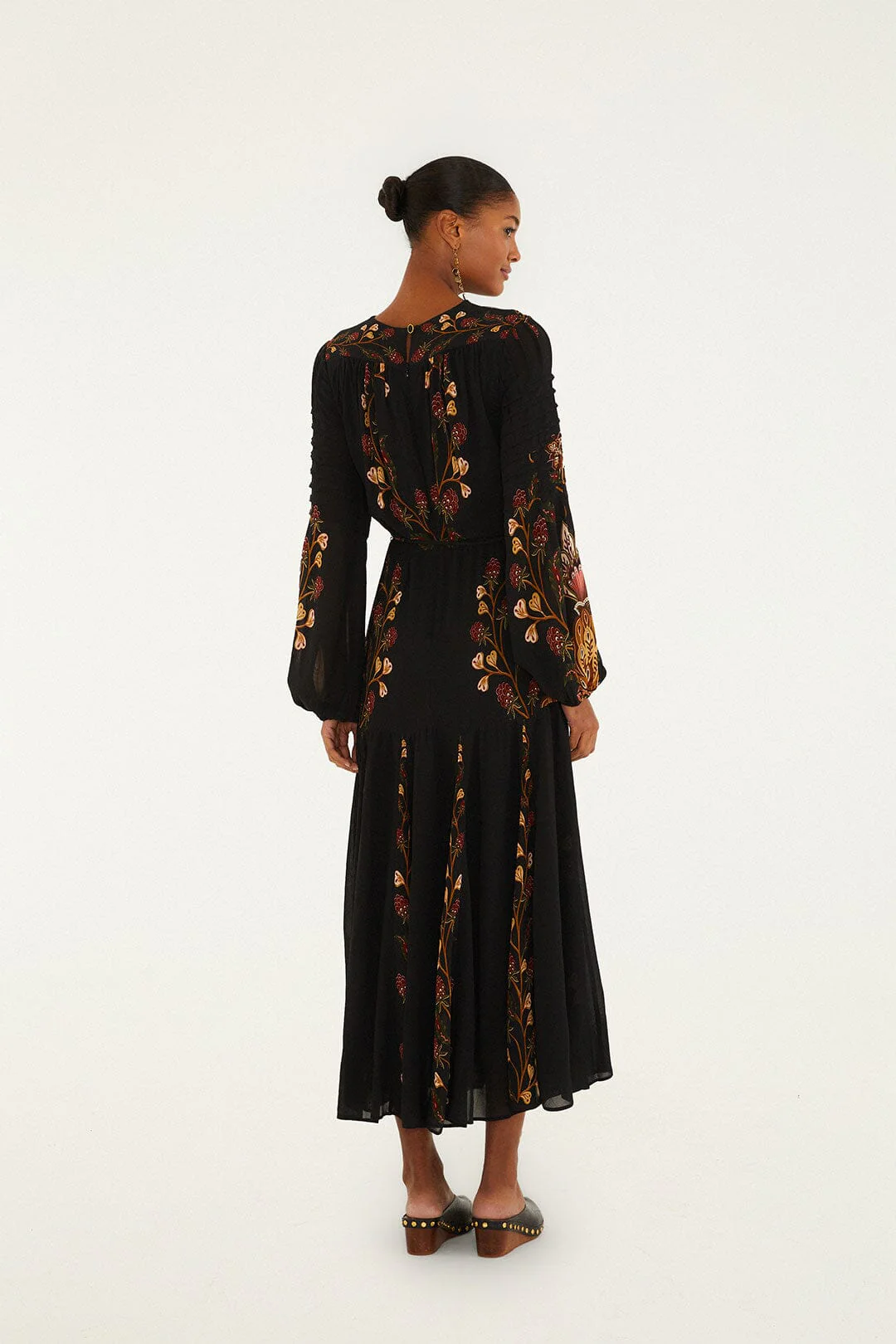 Black Berry Garden Long Sleeve Pleated Maxi Dress - Image 2