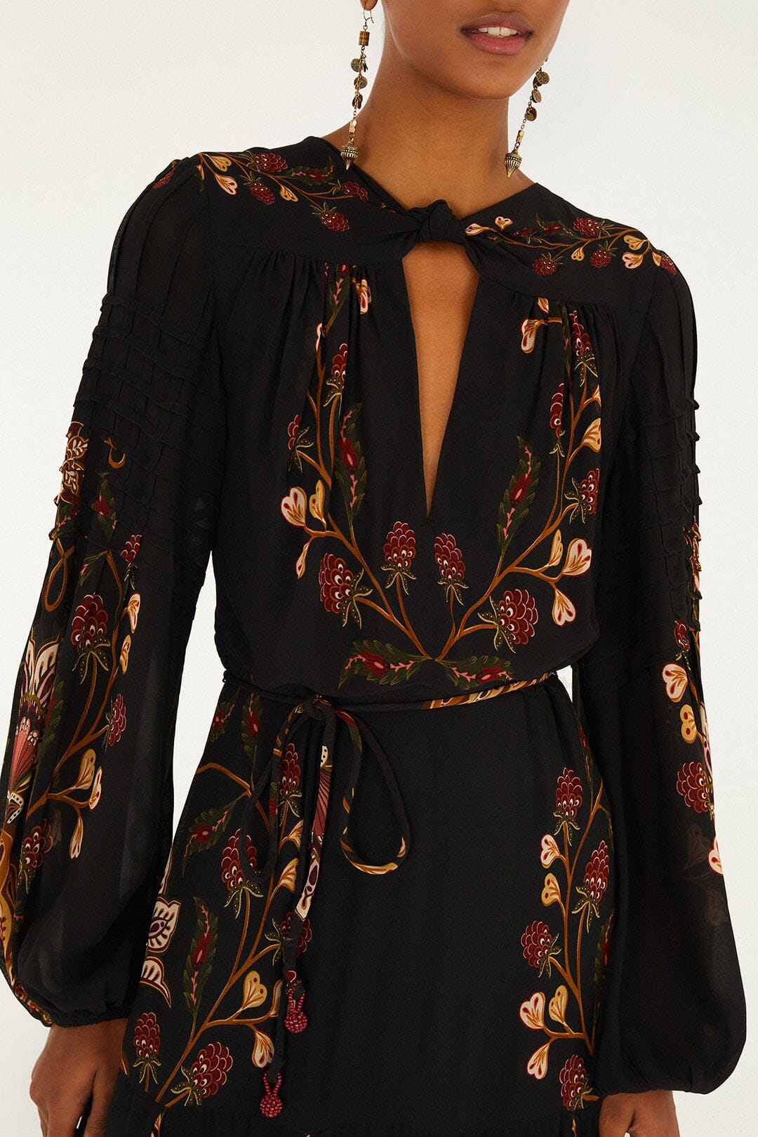 Black Berry Garden Long Sleeve Pleated Maxi Dress - Image 3