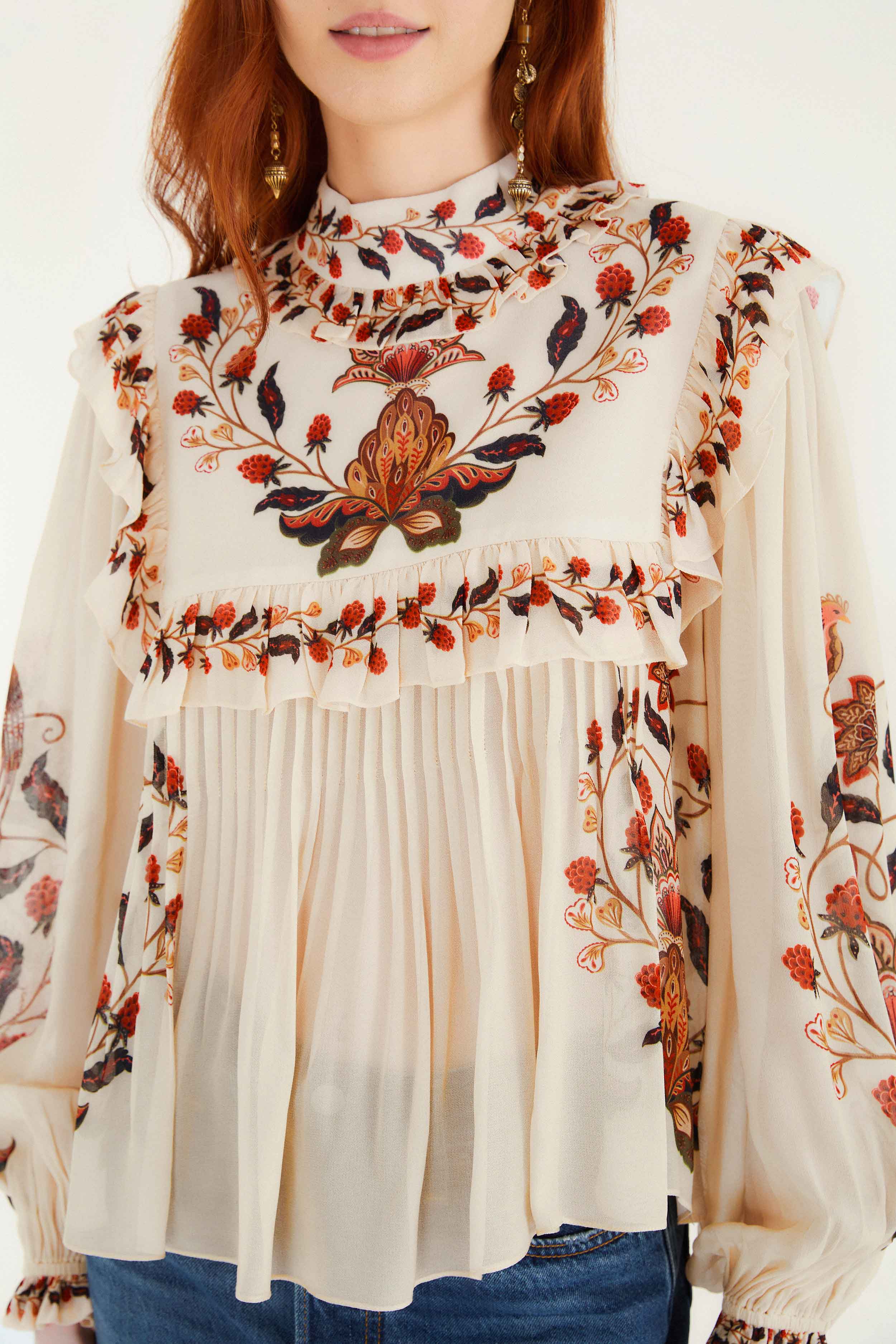 Cream Berry Garden Long Sleeve Blouse - Image 2