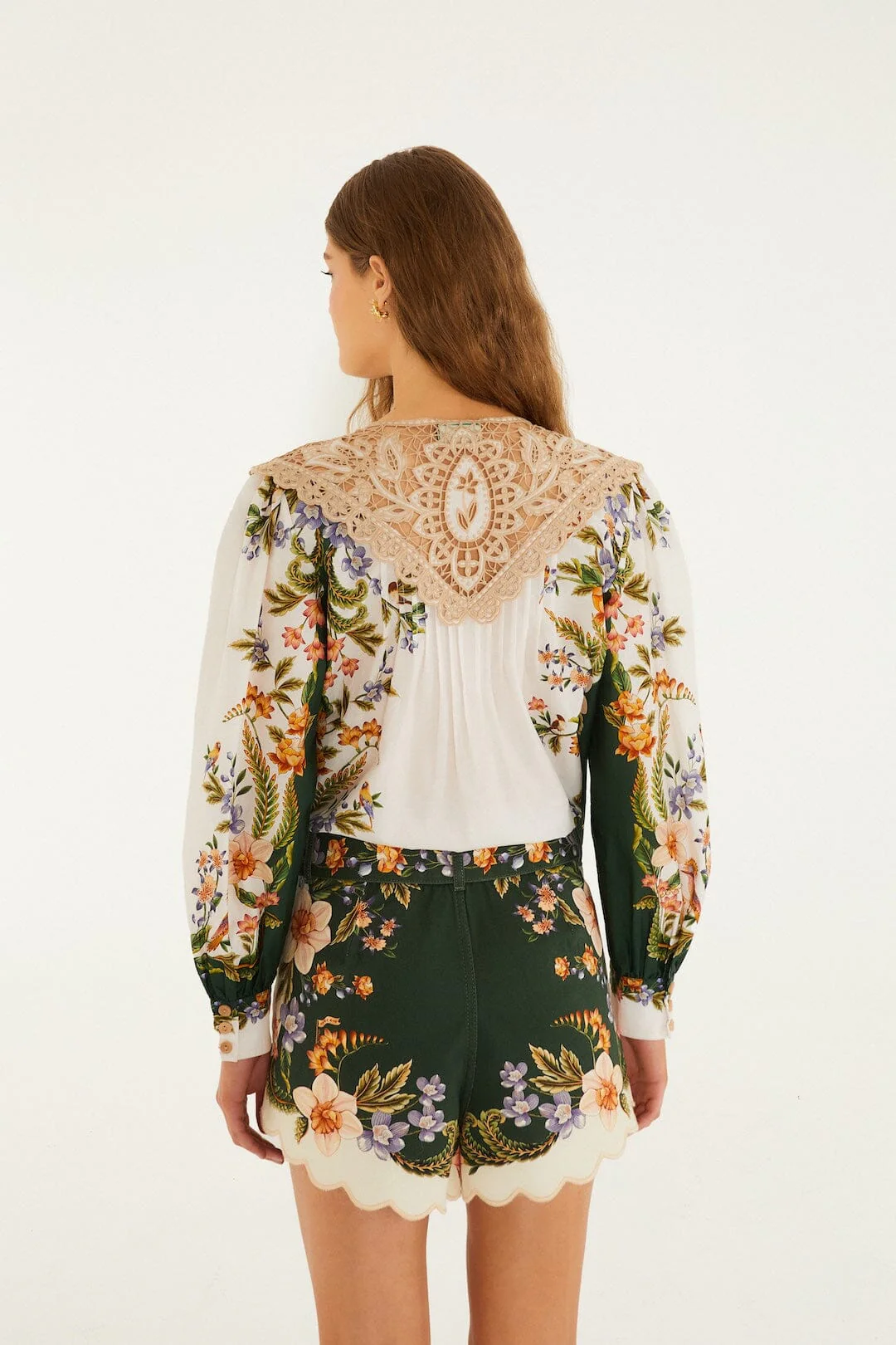 Green Berry Garden Beaded Buckle Twill Shorts - Image 3