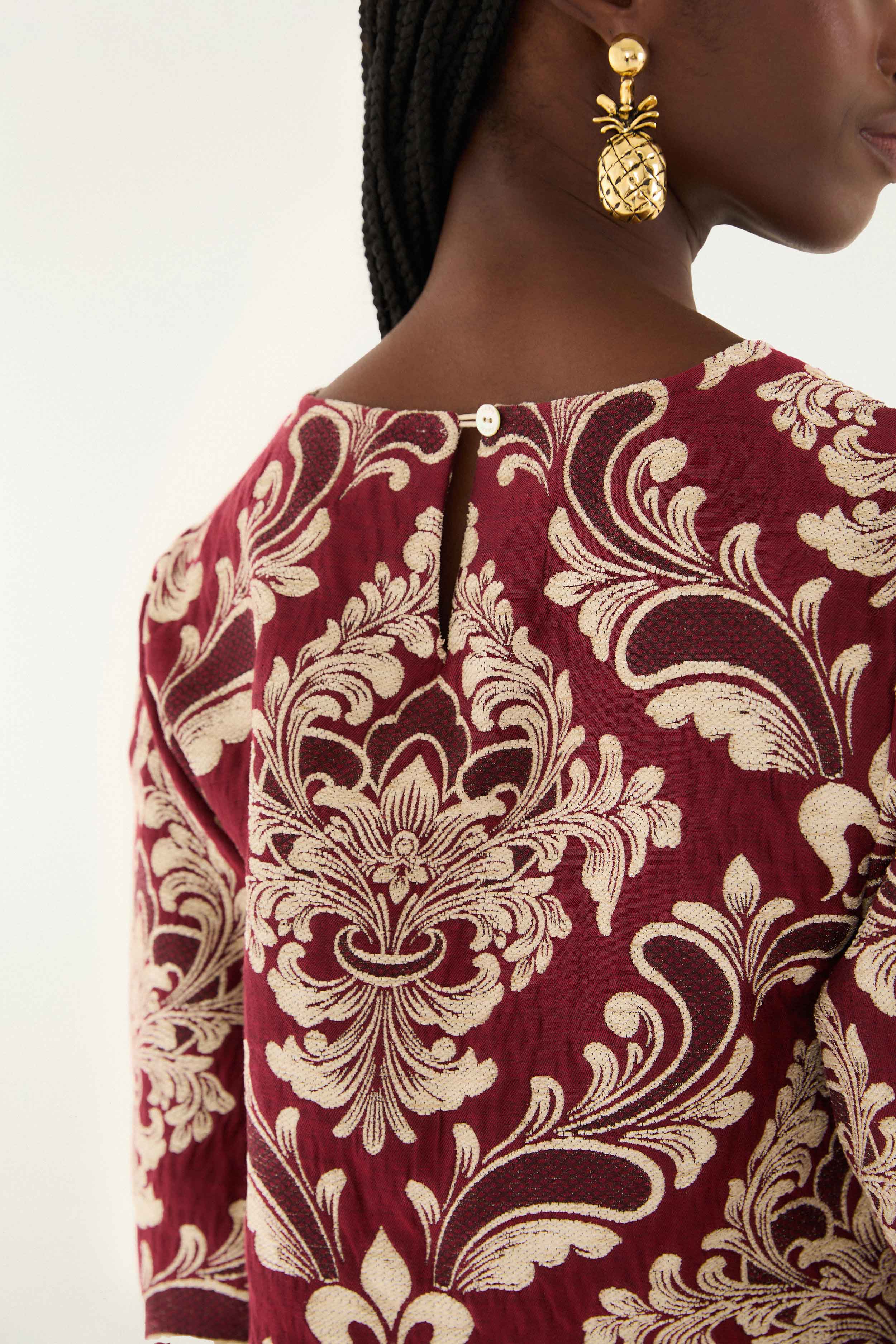 Bicolor Jacquard Waves Long Sleeve Top - Image 5