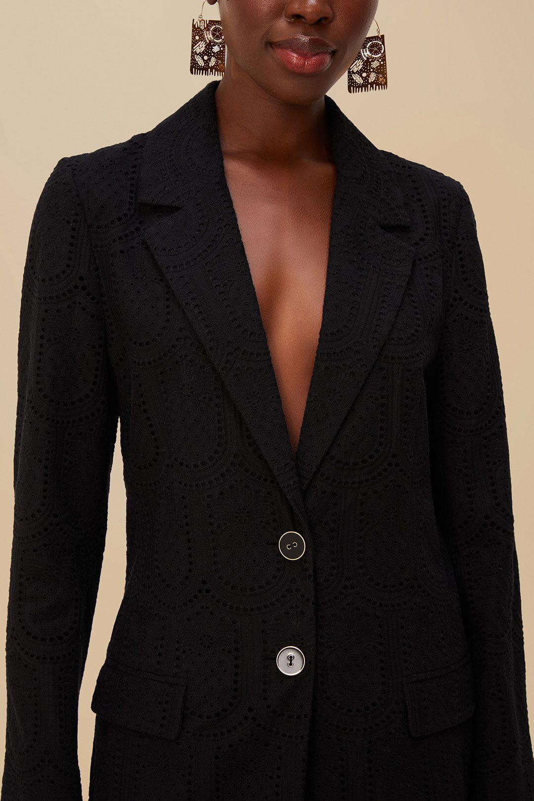 Black Eyelet Blazer - Image 2