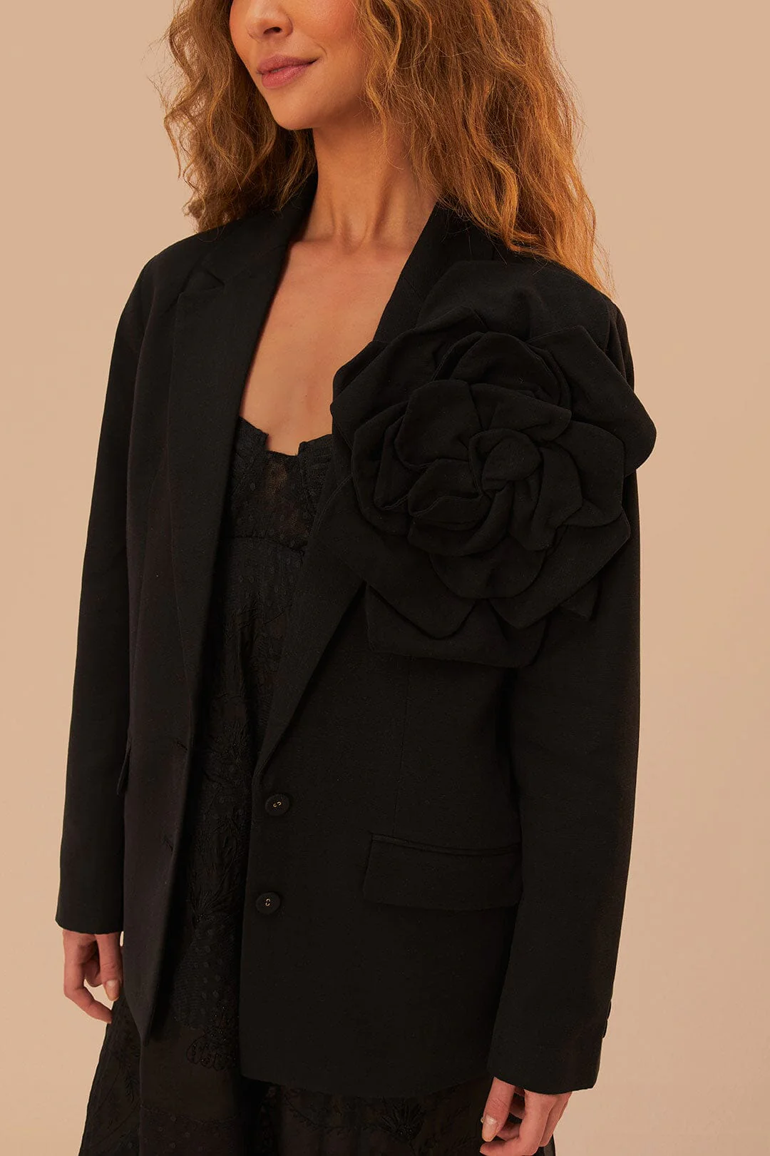 Black Flowered Blazer - Image 3