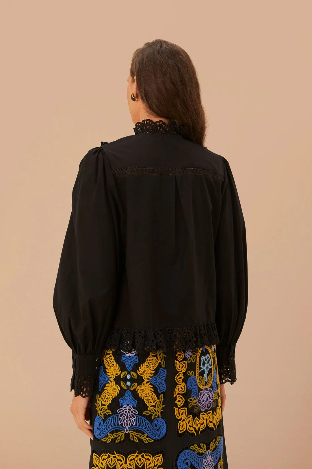 Black Lace And Pleat Blouse - Image 4