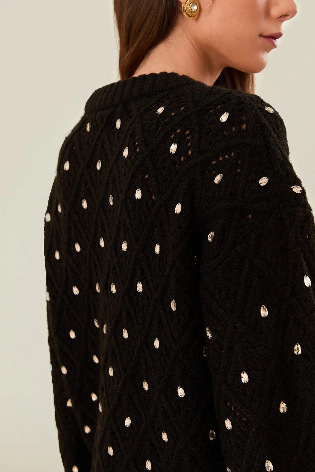 Black Lace Knit Sweater - Image 4