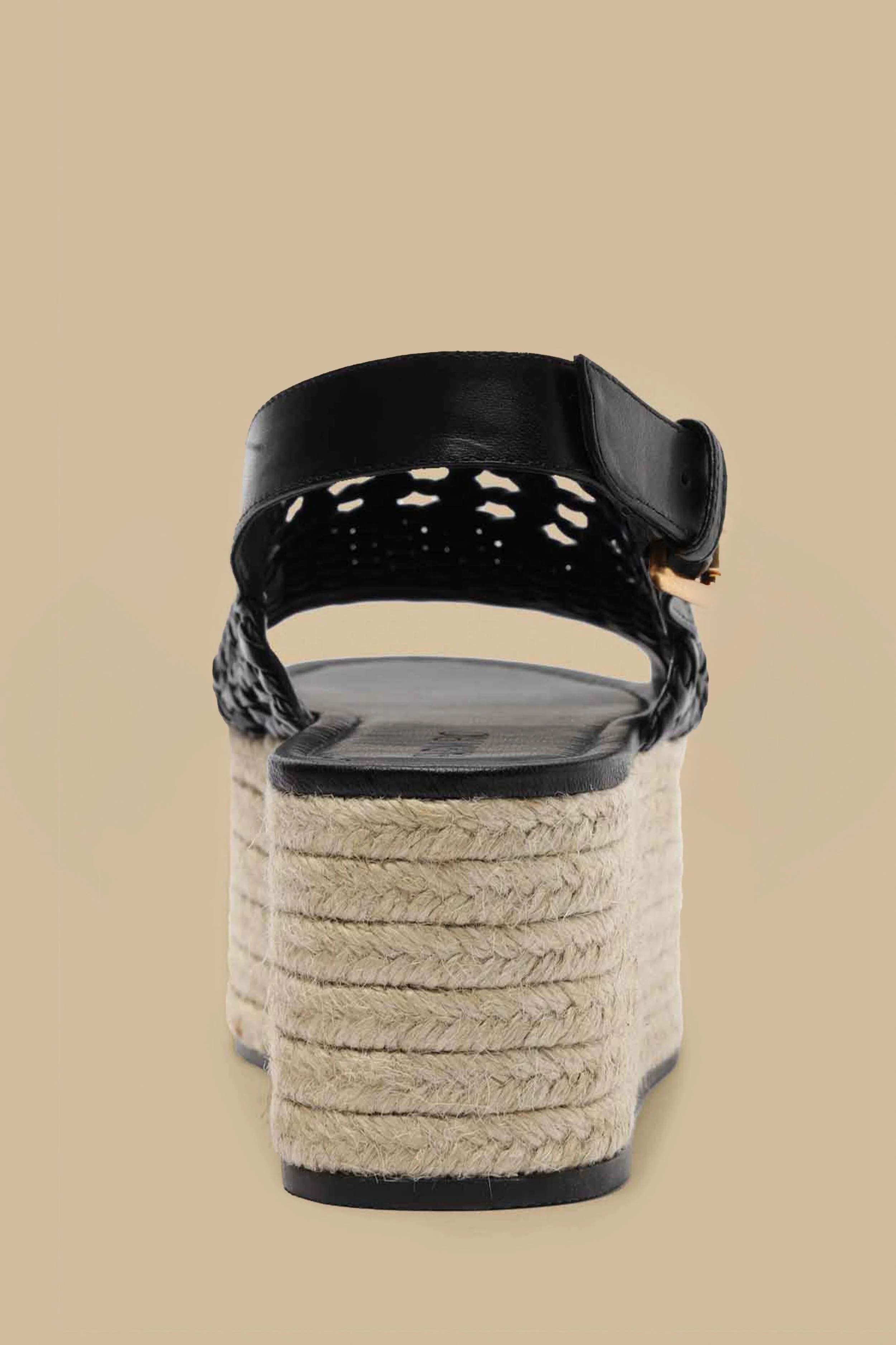 Black Woven Flatform Sandal - Image 4