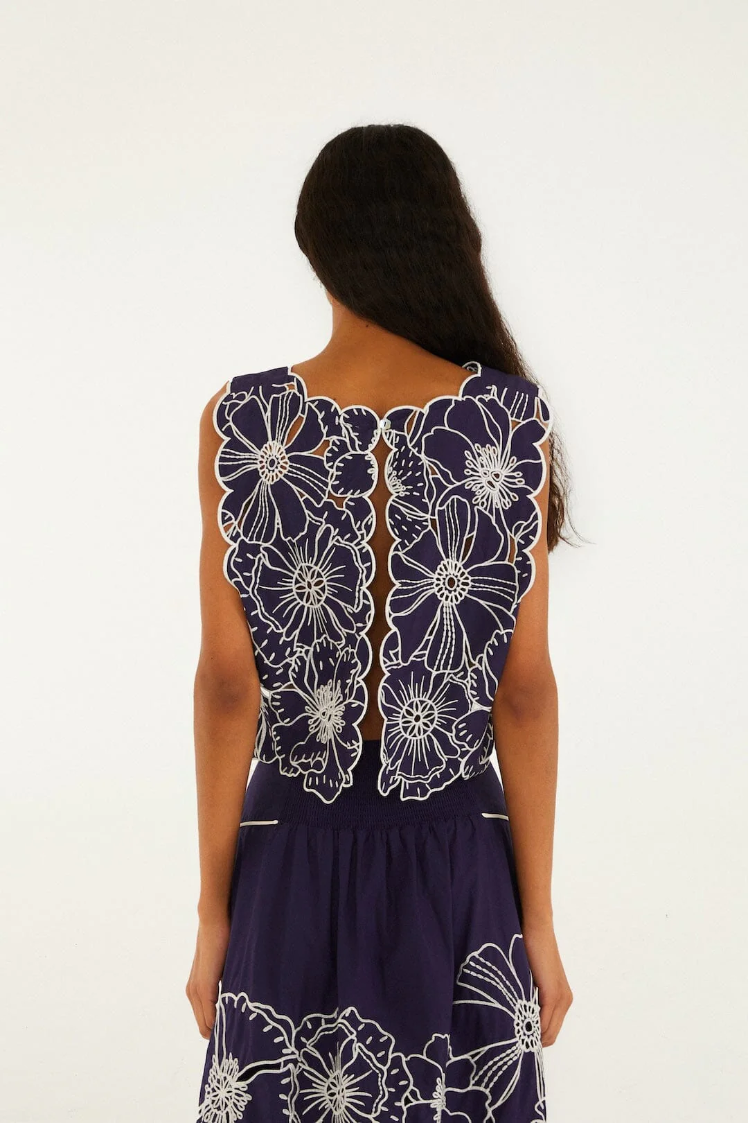 Blue Flowers Richelieu Organic Cotton Crop Top - Image 3