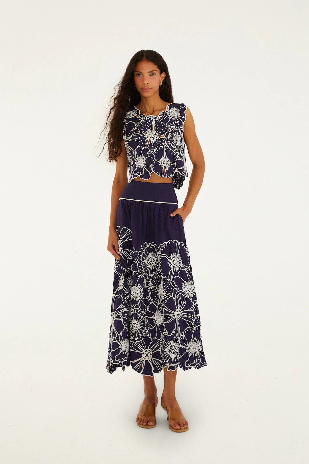 Blue Flowers Richelieu Organic Cotton Crop Top - Image 4