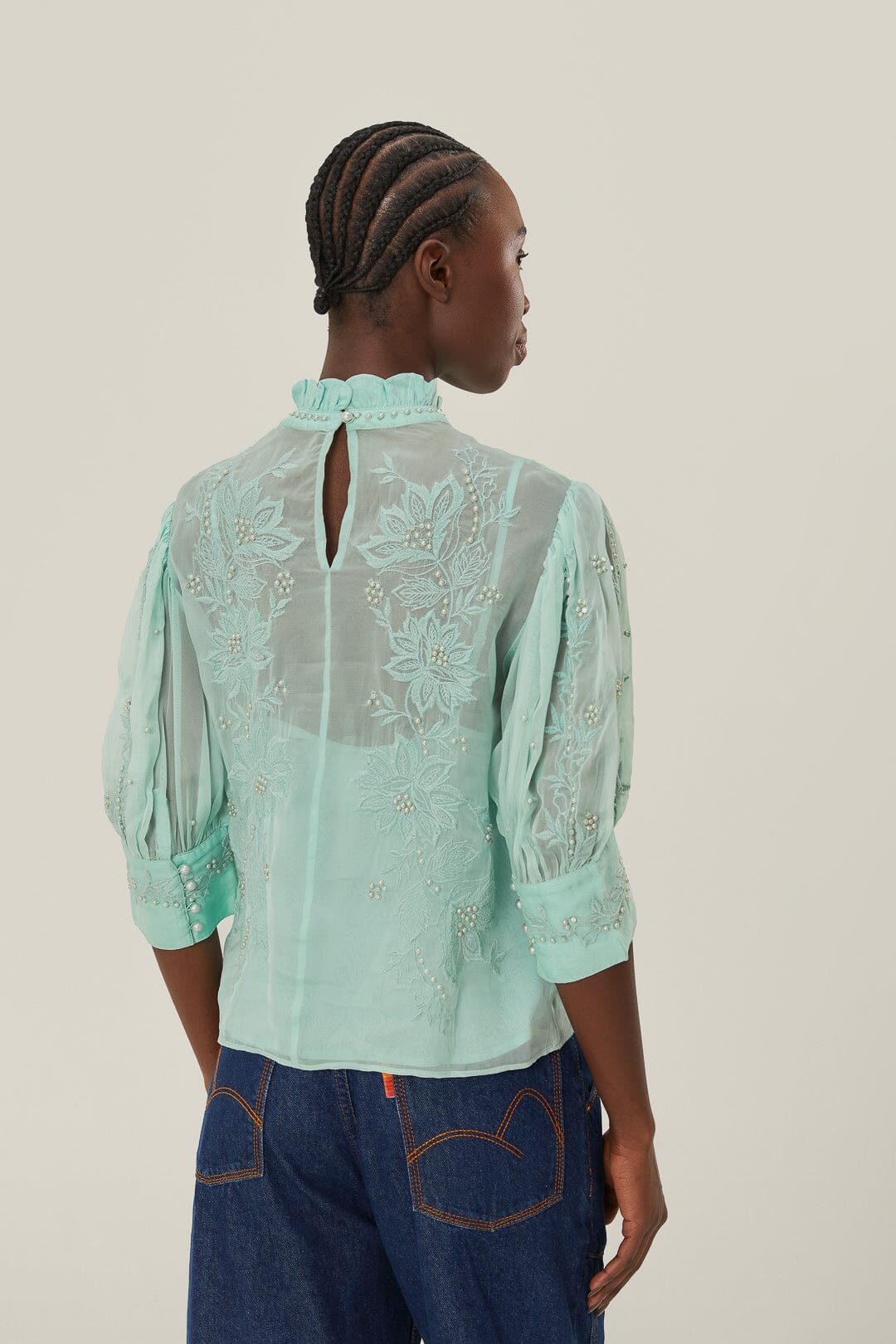 Blue Short Sleeve Blouse - Image 3