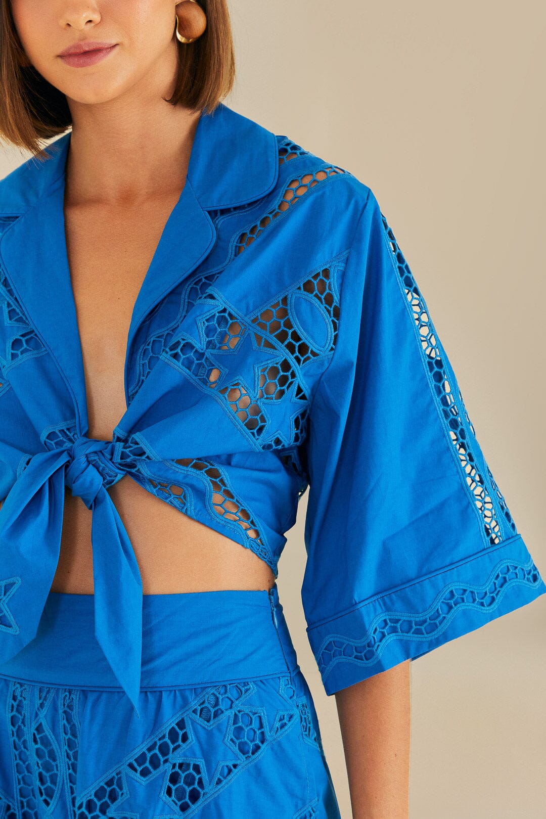 Blue Striped Richelieu Long Sleeve Blouse - Image 3