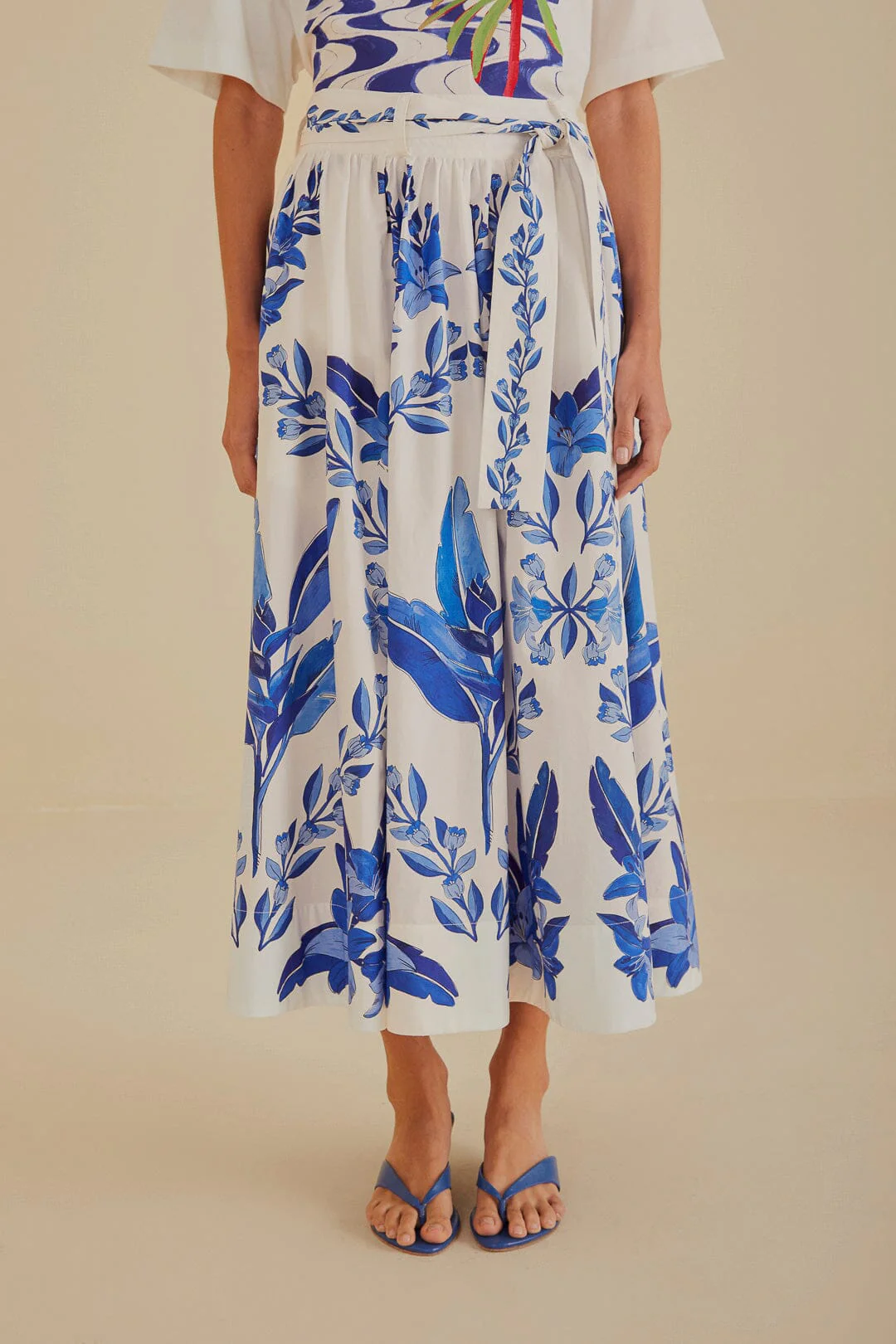 Off-White Blue Yard Organic Cotton Midi Skirt - Image 2