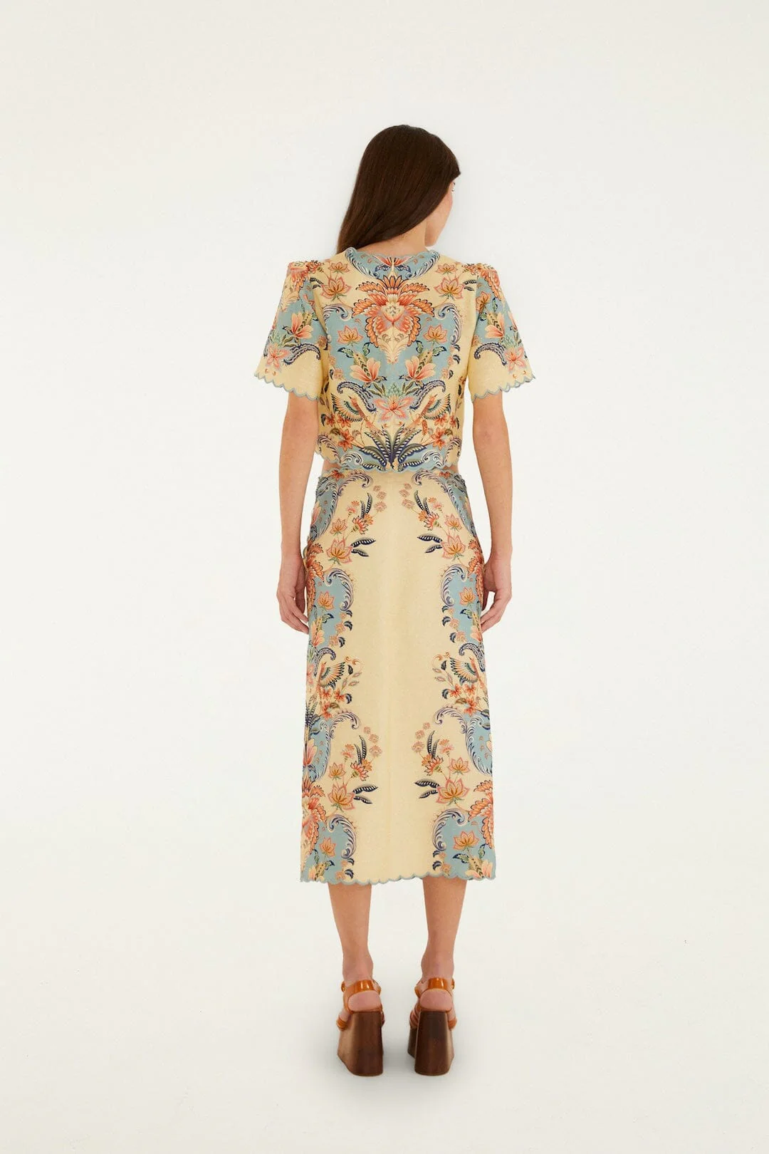 Butter Yellow Boho Beauty Euroflax™ Premium Linen Midi Skirt - Image 3