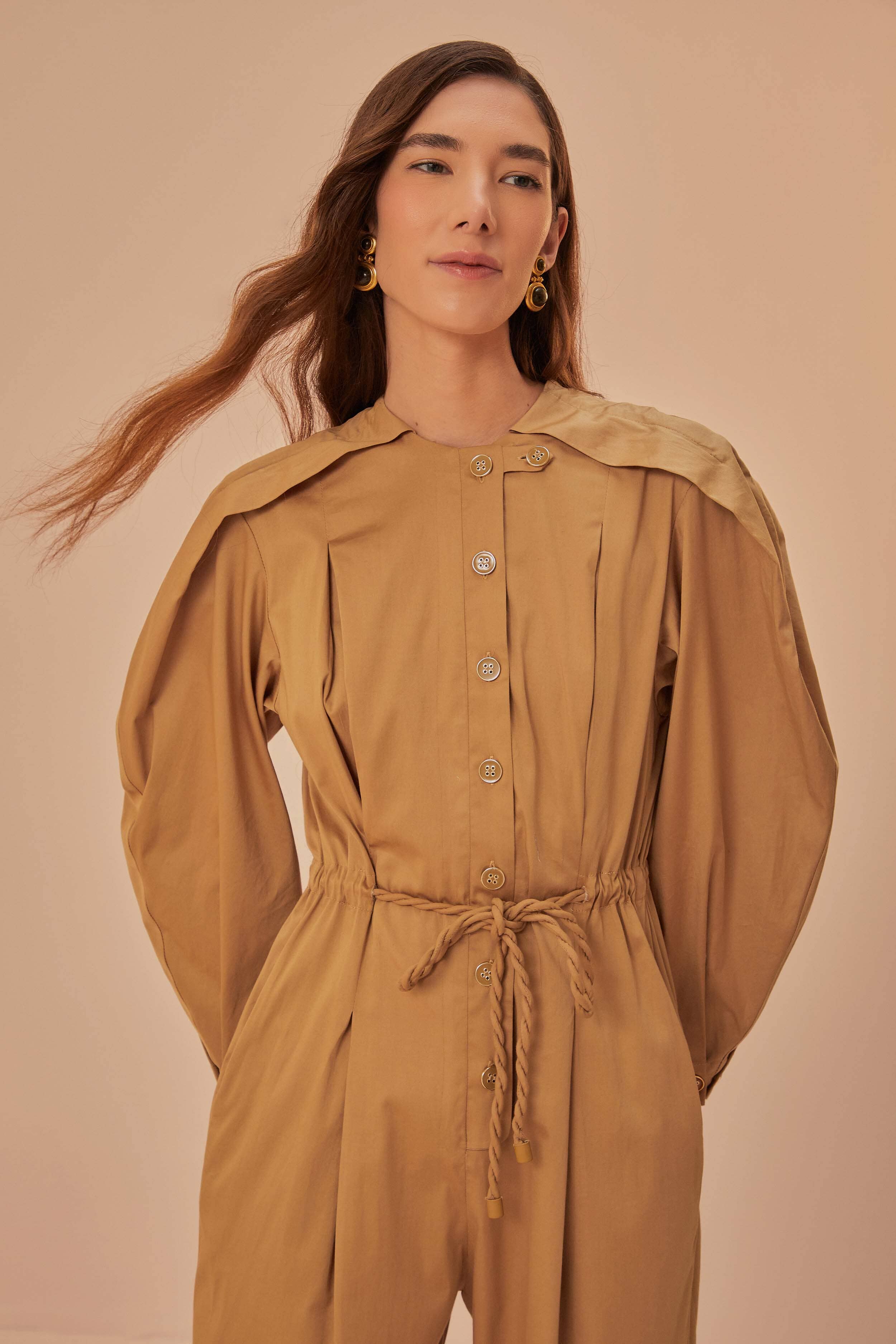 Brown Raglan Sleeve Jumpsuit - Image 3