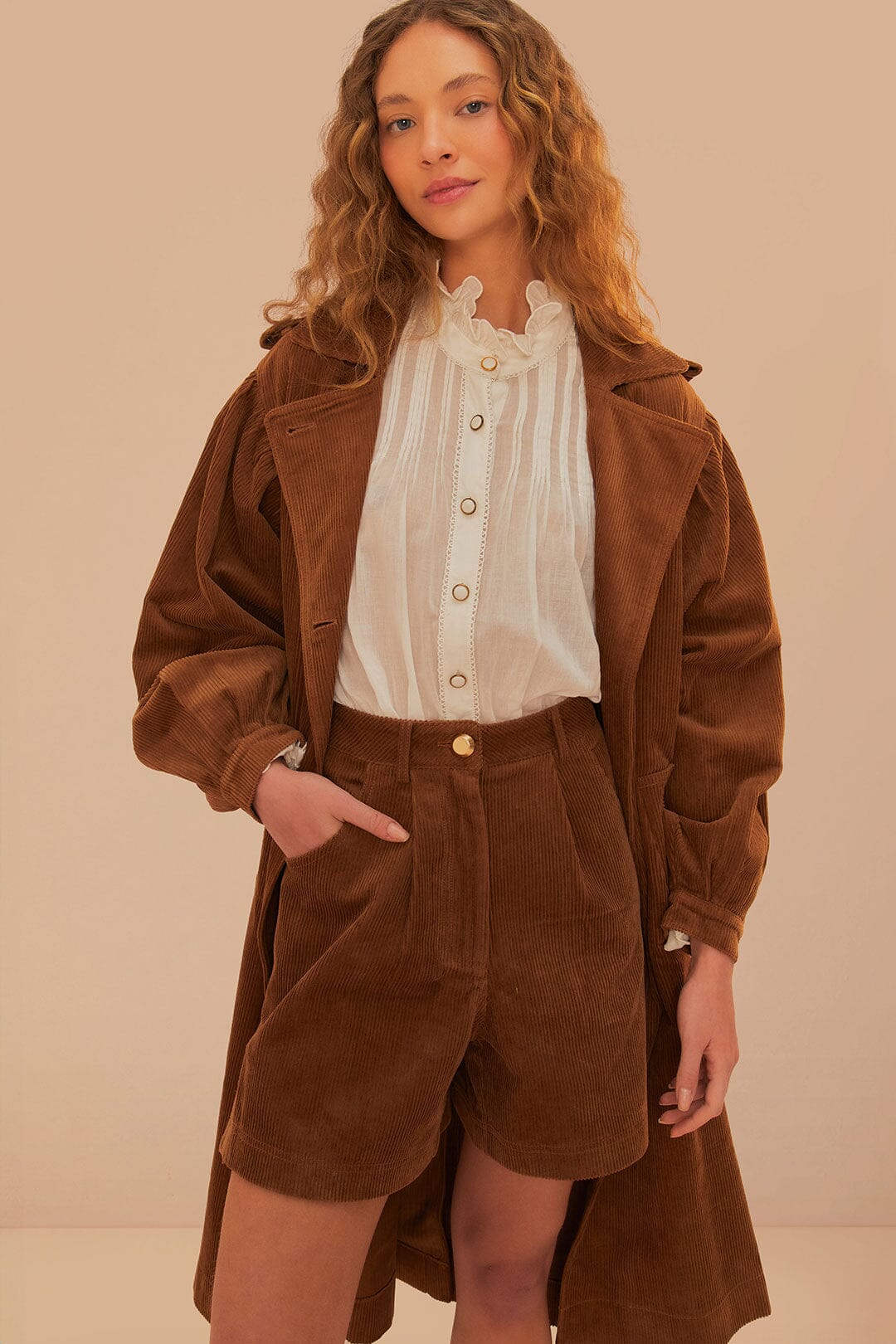 Caramel Corduroy Shorts - Image 2