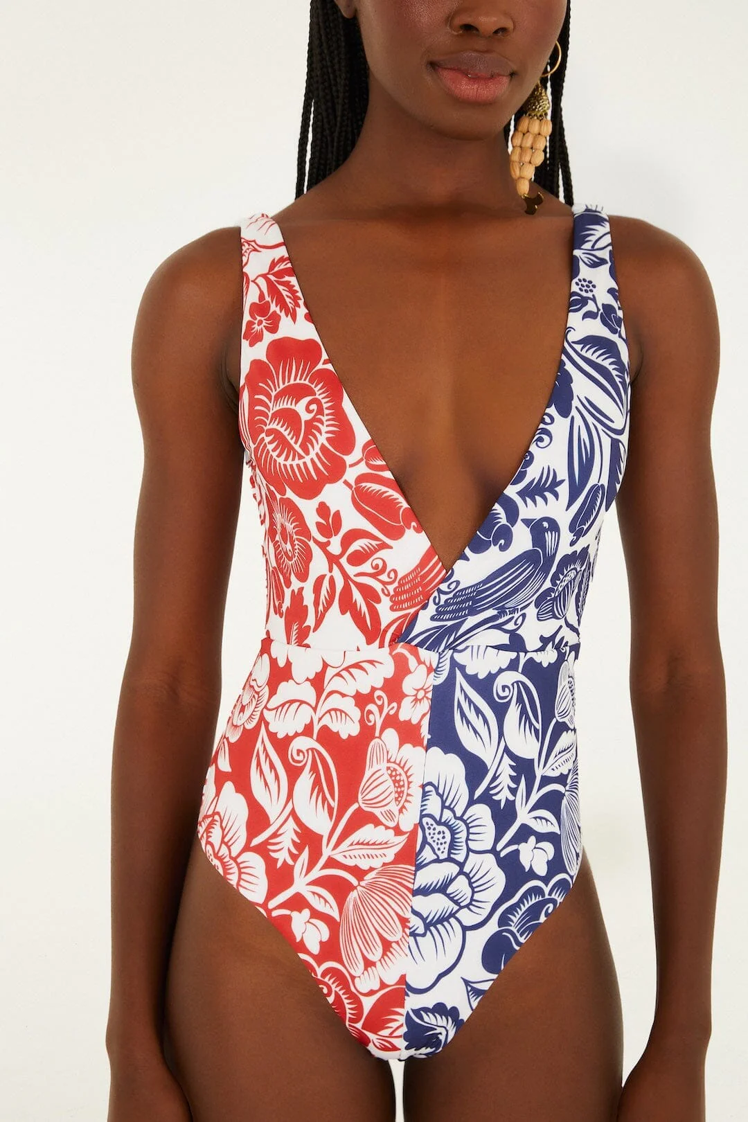 Mixed Cashew And Birds One-Piece Swimsuit - Image 2