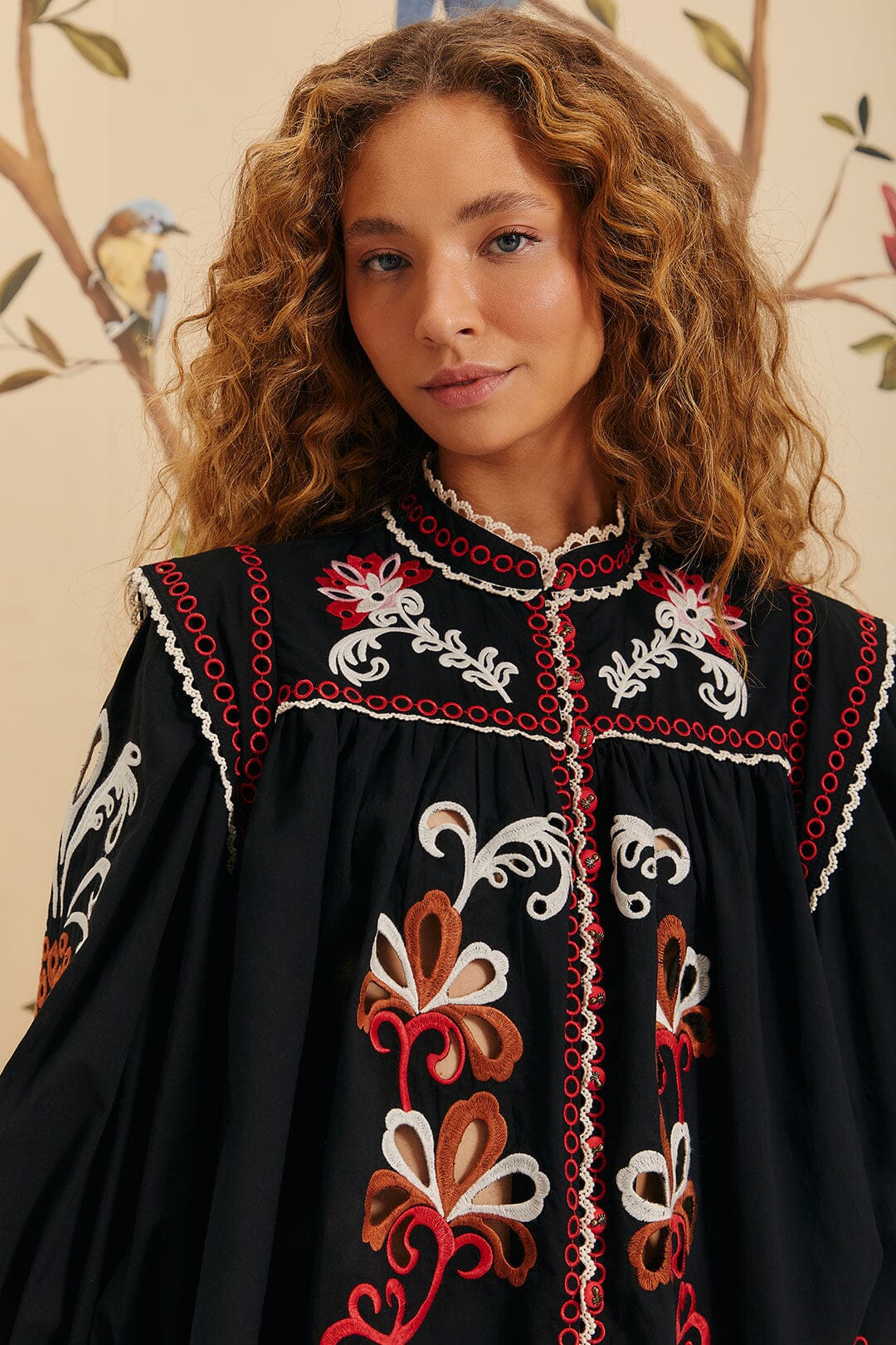 Black Cashew Mandala Richilieu Blouse - Image 3