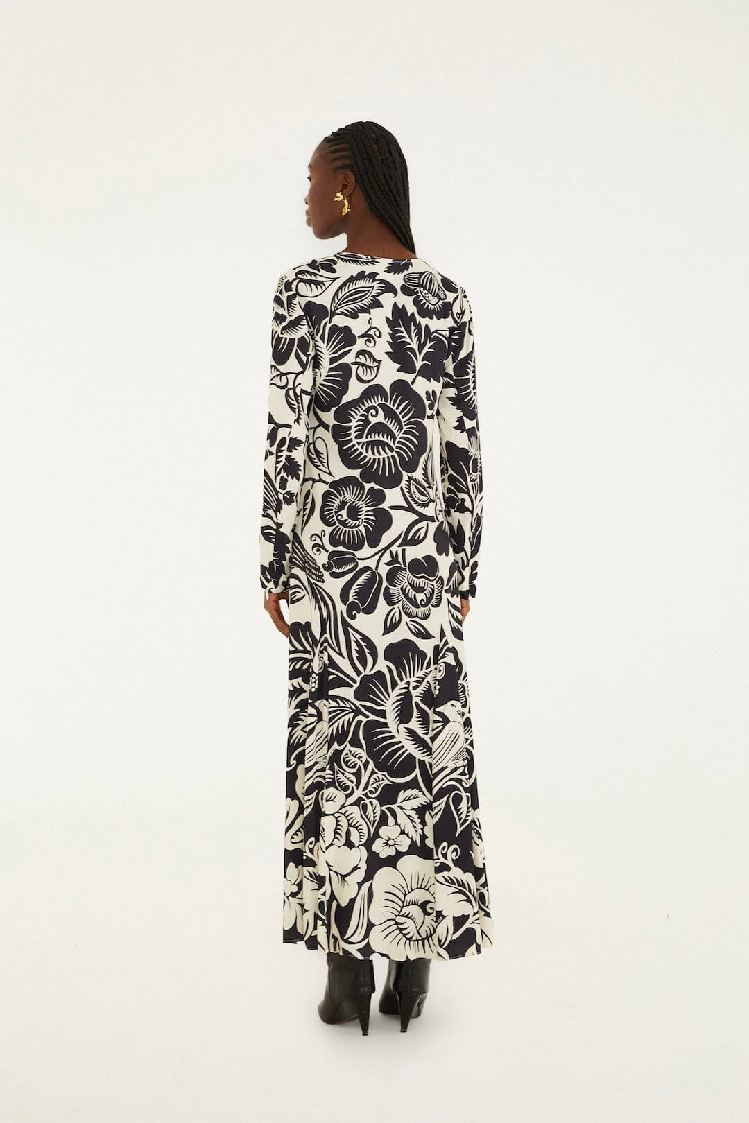 Off-White Cashews And Birds Lenzing™ Ecovero™ Viscose Maxi Dress - Image 3