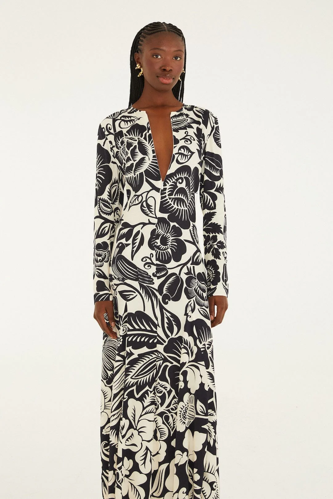 Off-White Cashews And Birds Lenzing™ Ecovero™ Viscose Maxi Dress - Image 4