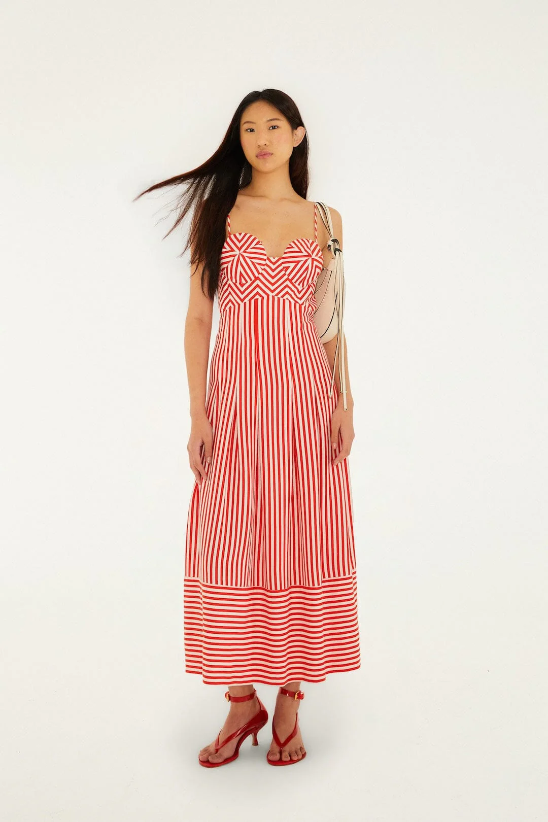 Off-White Checkered Stripes Sleeveless Lenzing™ Ecovero™ Euroflax™ Maxi Dress