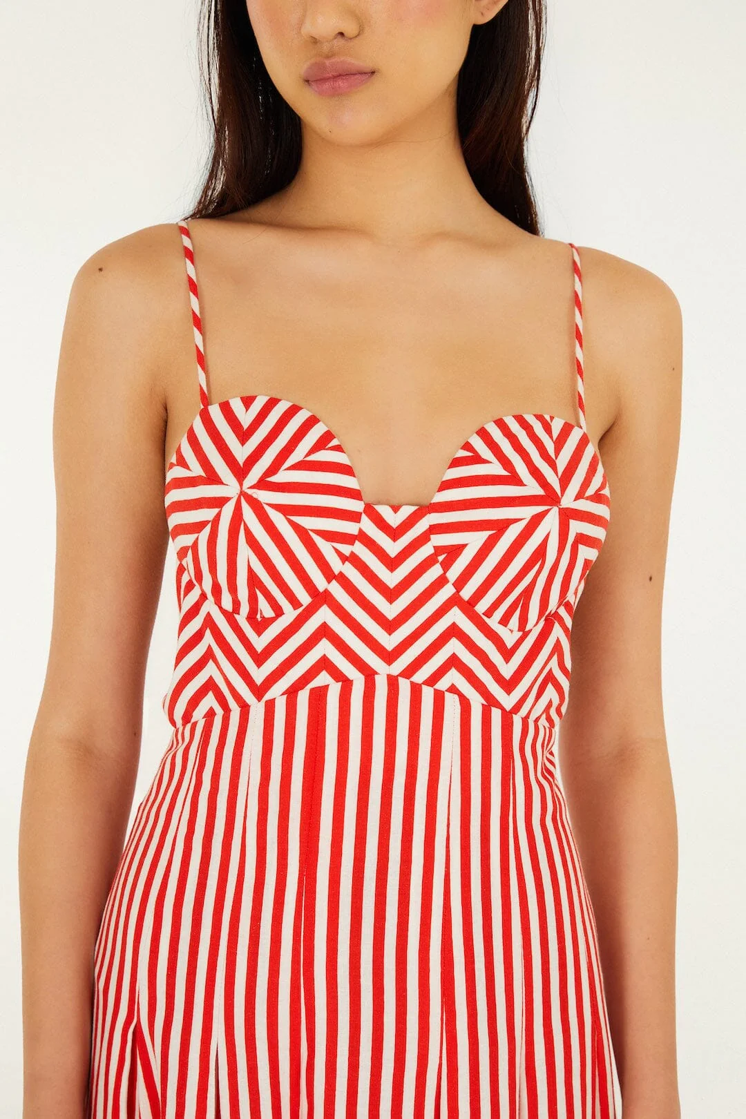 Off-White Checkered Stripes Sleeveless Lenzing™ Ecovero™ Euroflax™ Maxi Dress - Image 2