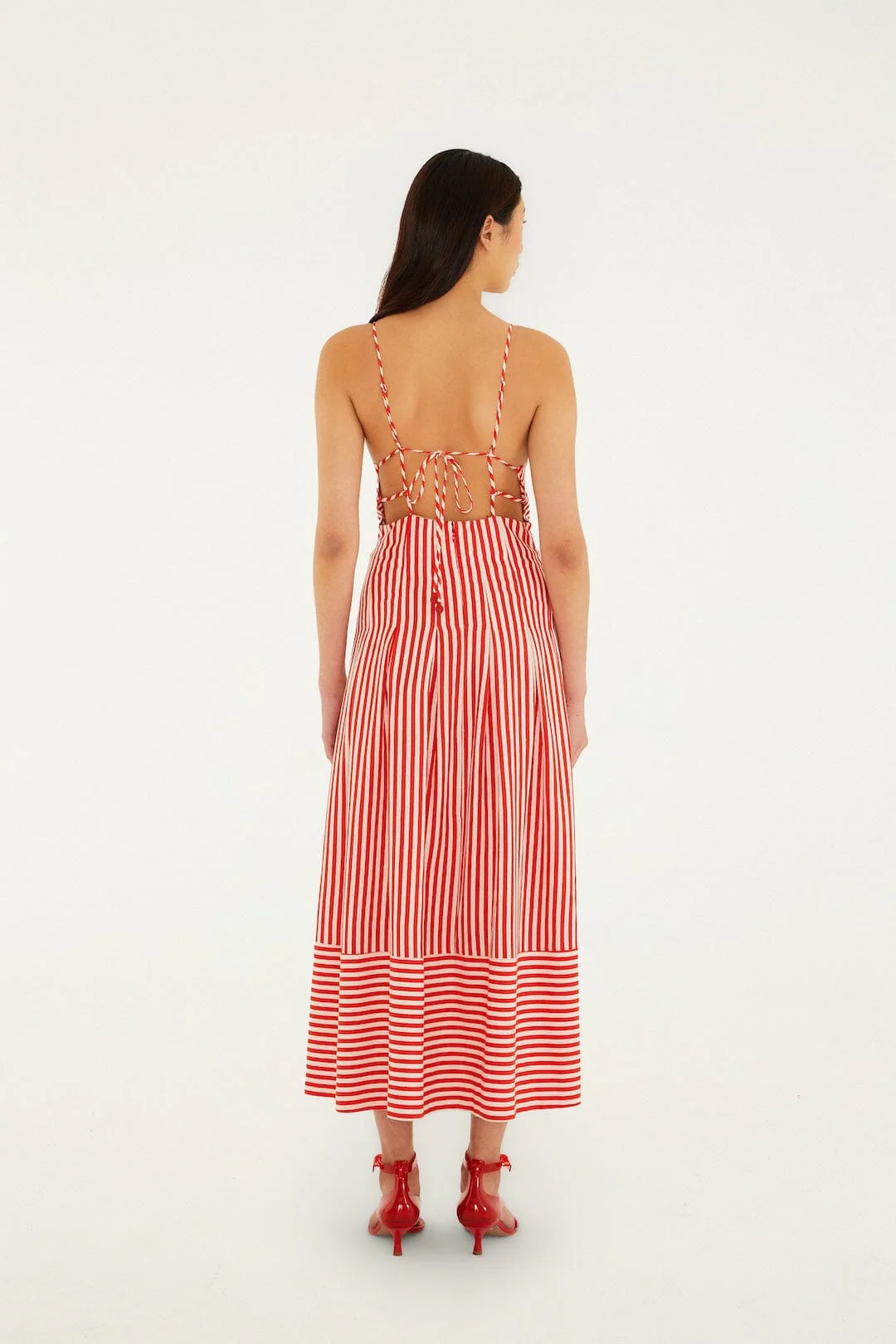 Off-White Checkered Stripes Sleeveless Lenzing™ Ecovero™ Euroflax™ Maxi Dress - Image 3