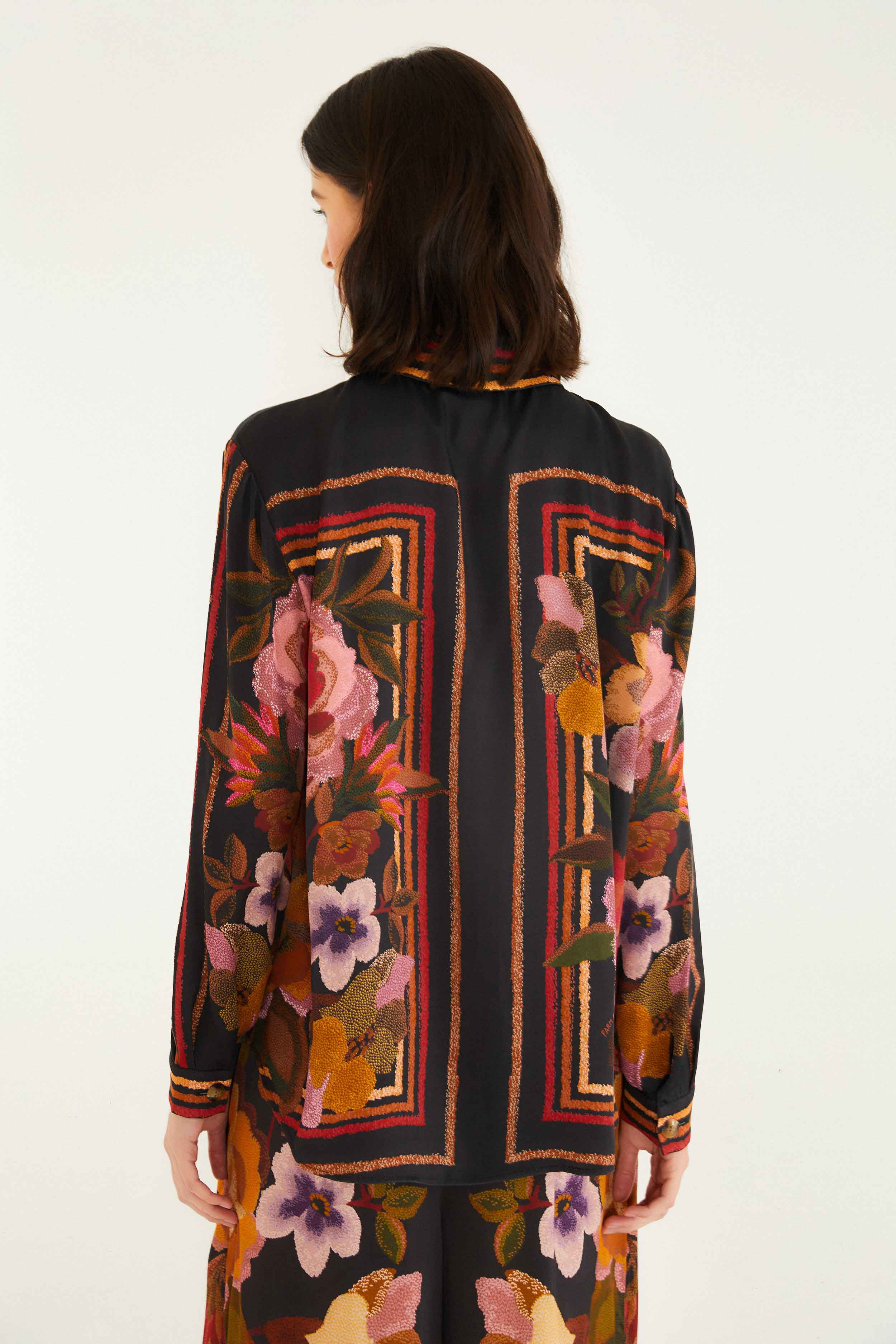 Black Chenille Flowers Lenzing™ Ecovero™ Viscose Shirt - Image 4