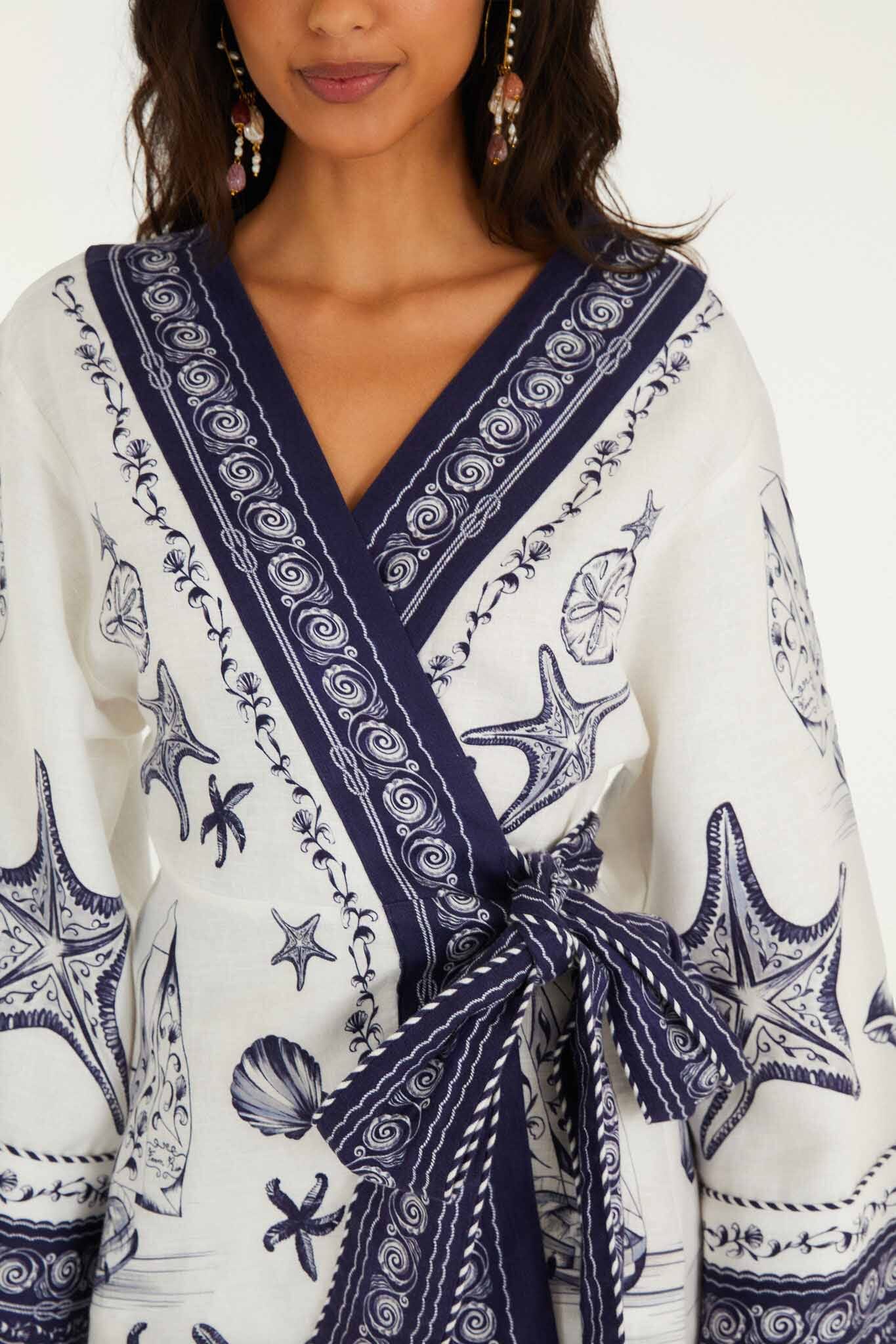 Off-White Coast Scarf Euroflax Premium Linen Mini Dress - Image 4